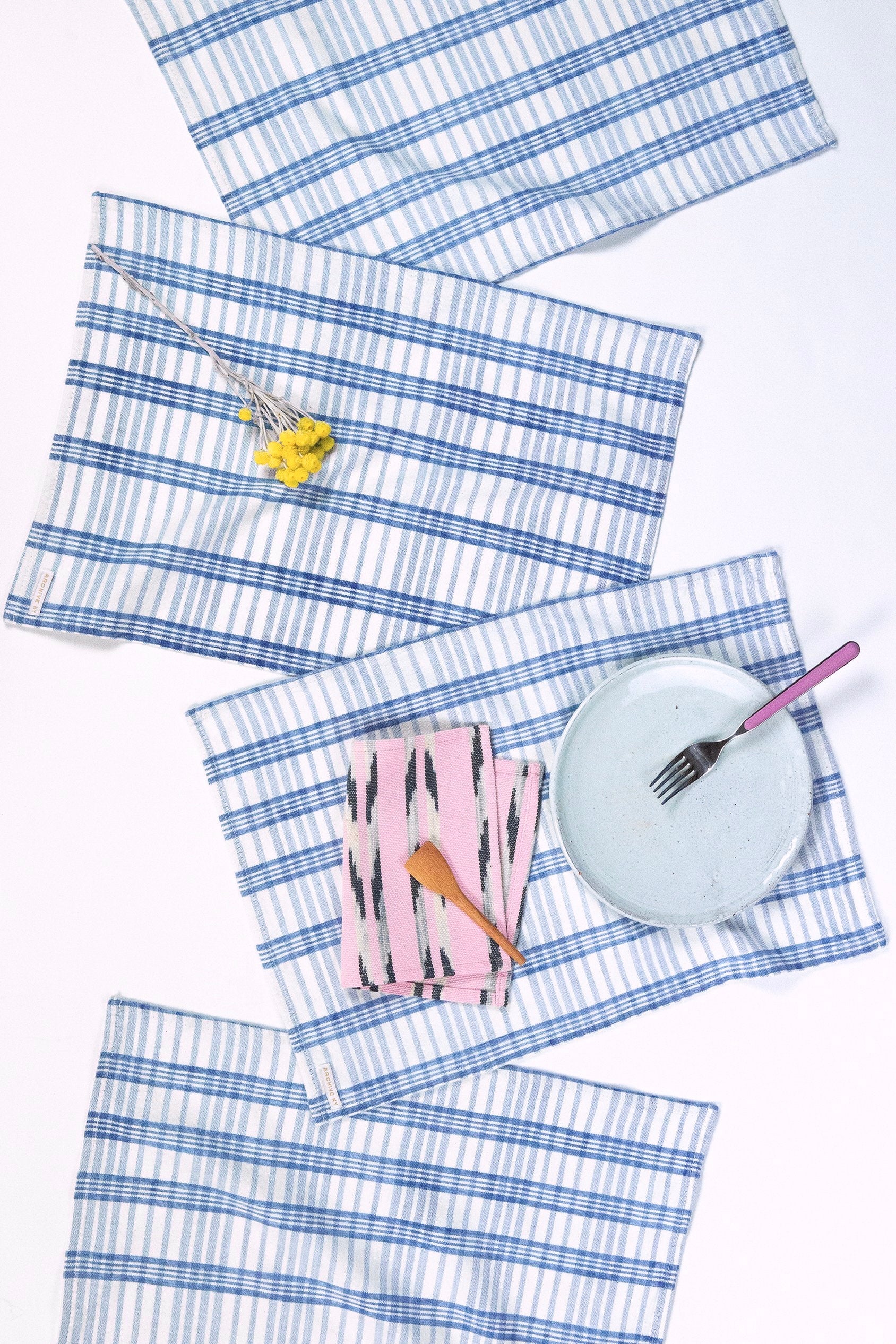 Coco Plaid Natural Indigo Placemat