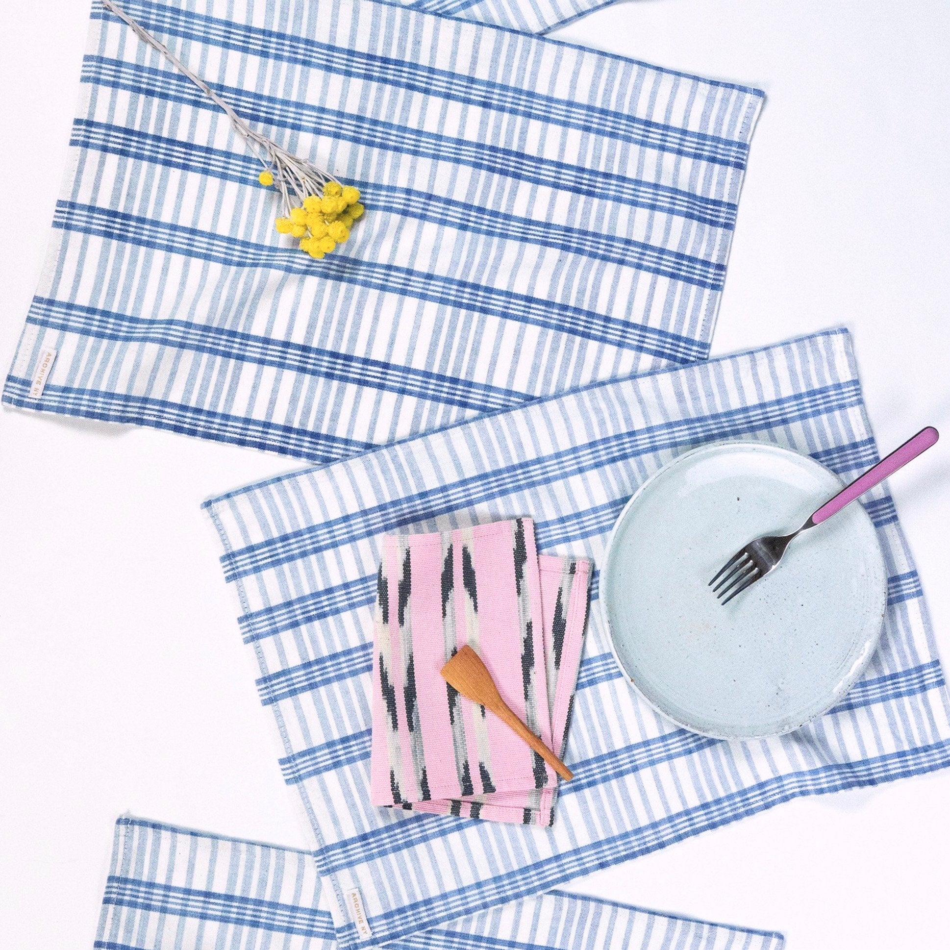 Coco Plaid Natural Indigo Placemat