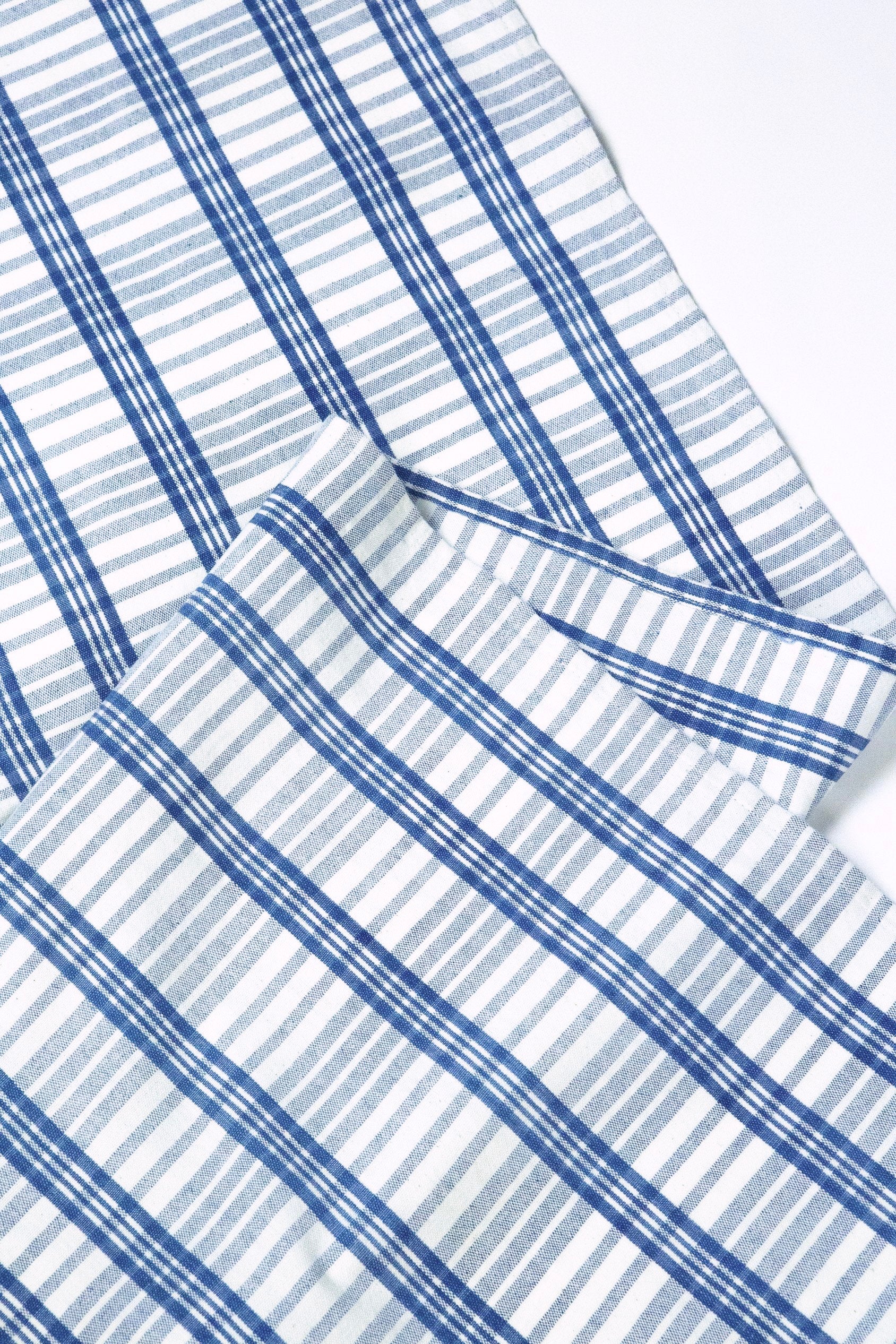 Coco Plaid Table Runner (Natural Indigo)