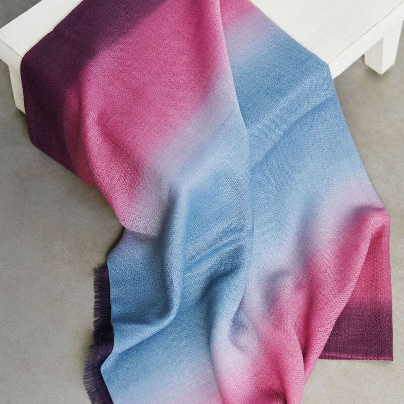 Iris Haze Cashmere Merino Handloom Scarf (Pink)