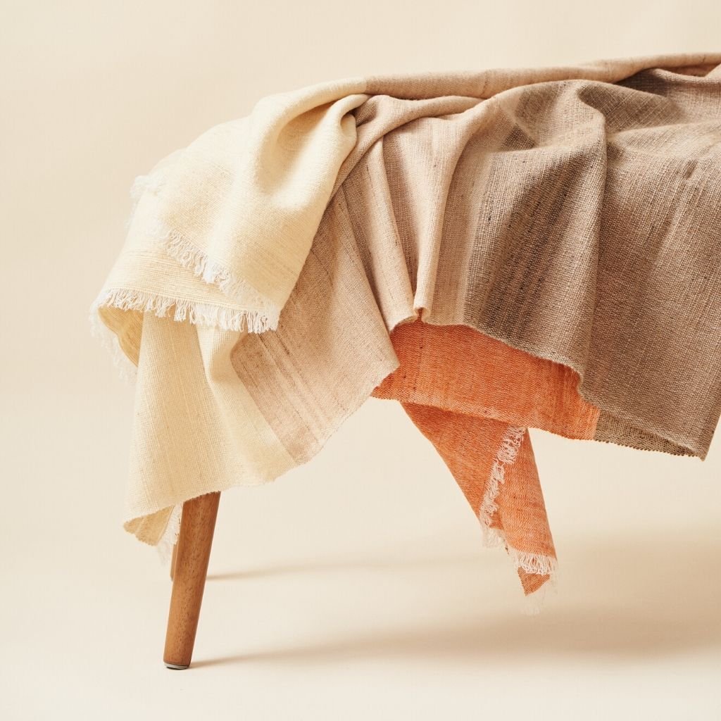 Chestnut Color Block Handwoven Soft Merino Throw
