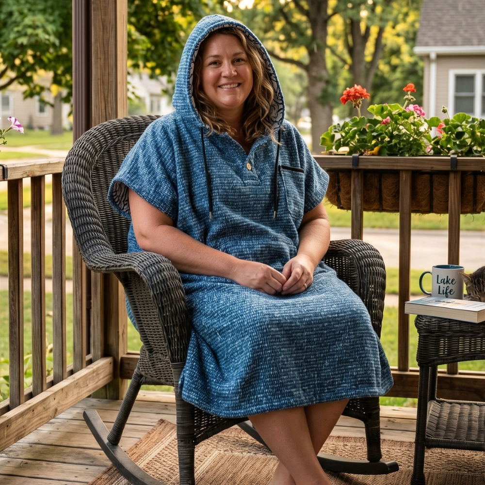 Blanket Hoodie (Indigo Surf Poncho)
