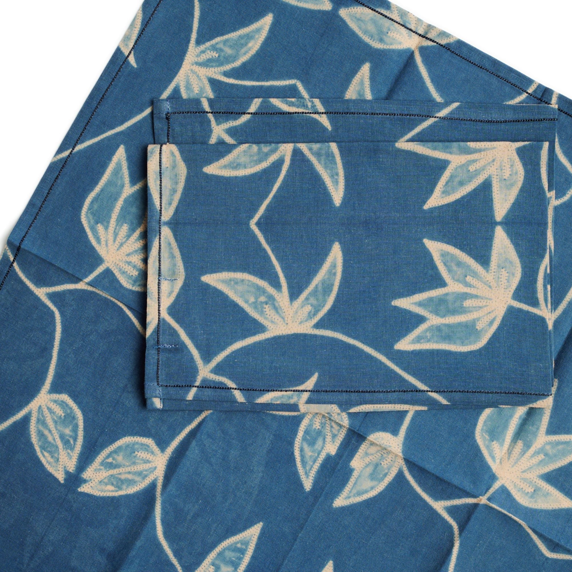 Folio Handcrafted Shibori Cotton Table Napkins Set (Indigo)