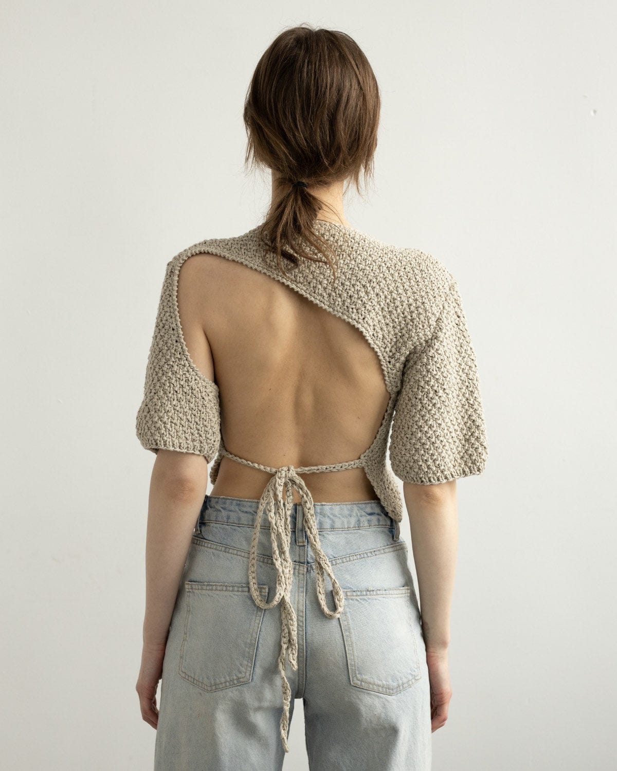 Lake Galvė Cotton Crop Top (Natural Linen)