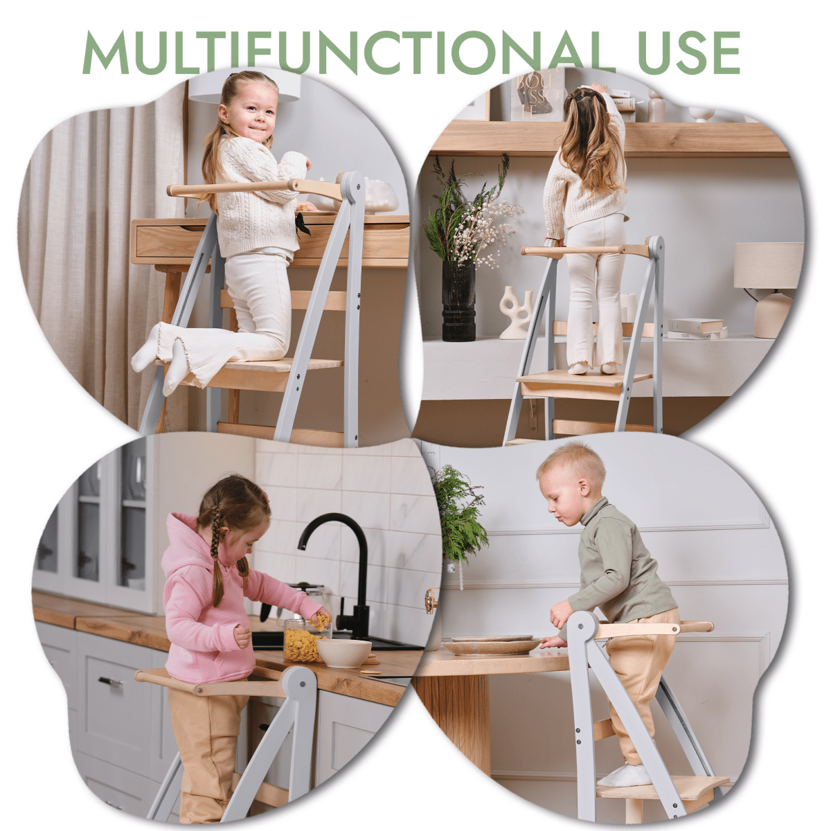 Learning Tower: Foldable Step Stool for Toddlers - Gray - Goodevas