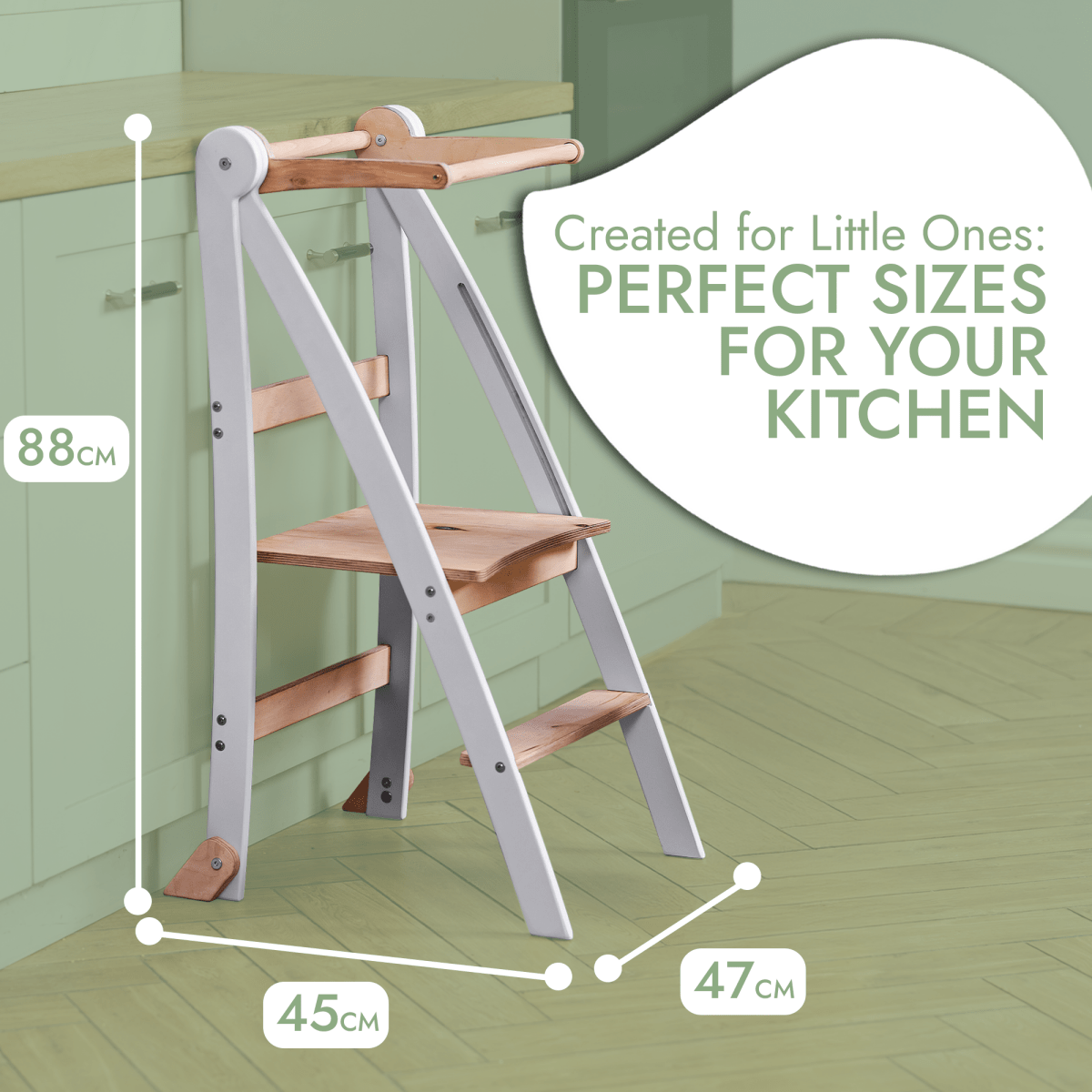 Learning Tower: Foldable Step Stool for Toddlers - Gray - Goodevas