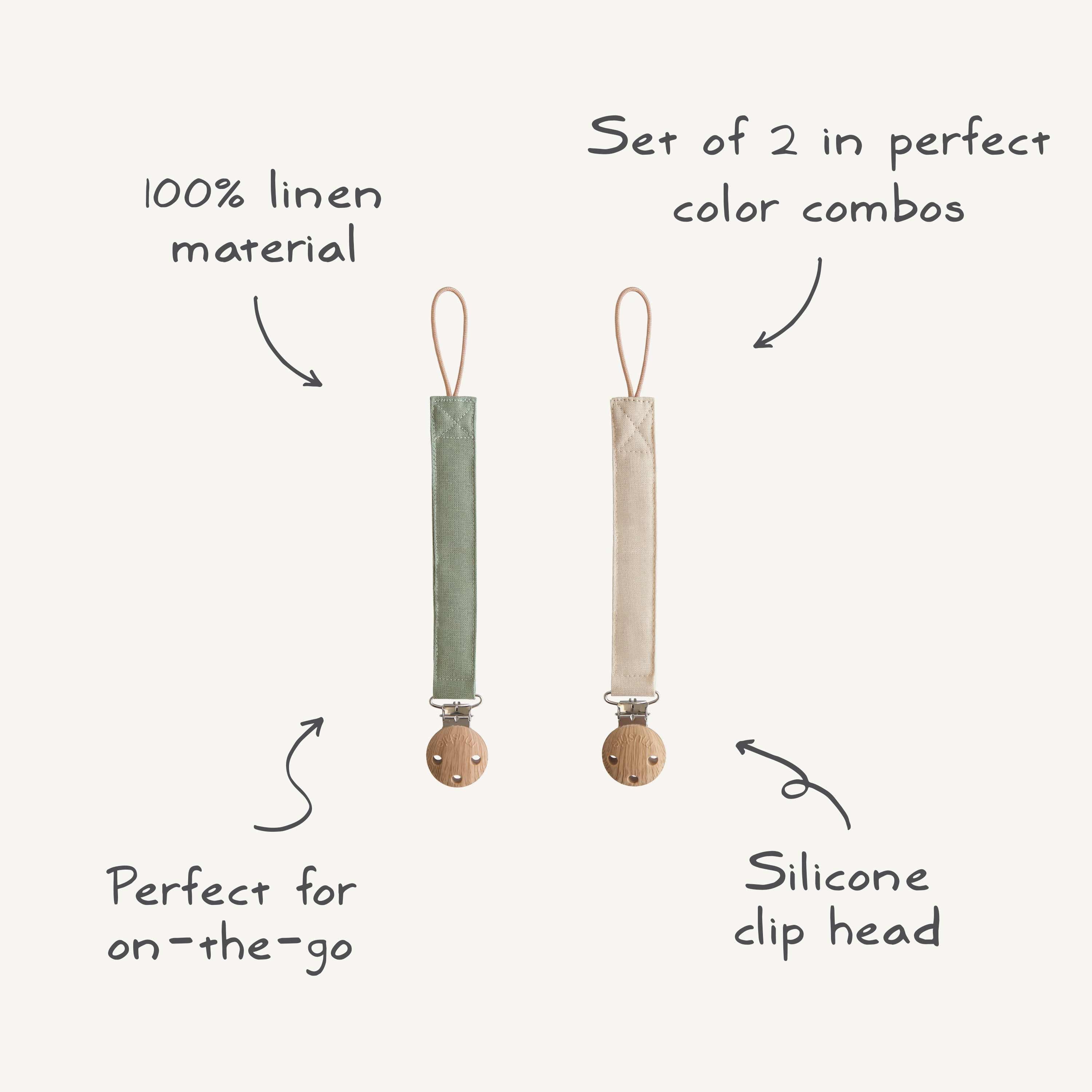 Linen Pacifier Clip (2 Pack)