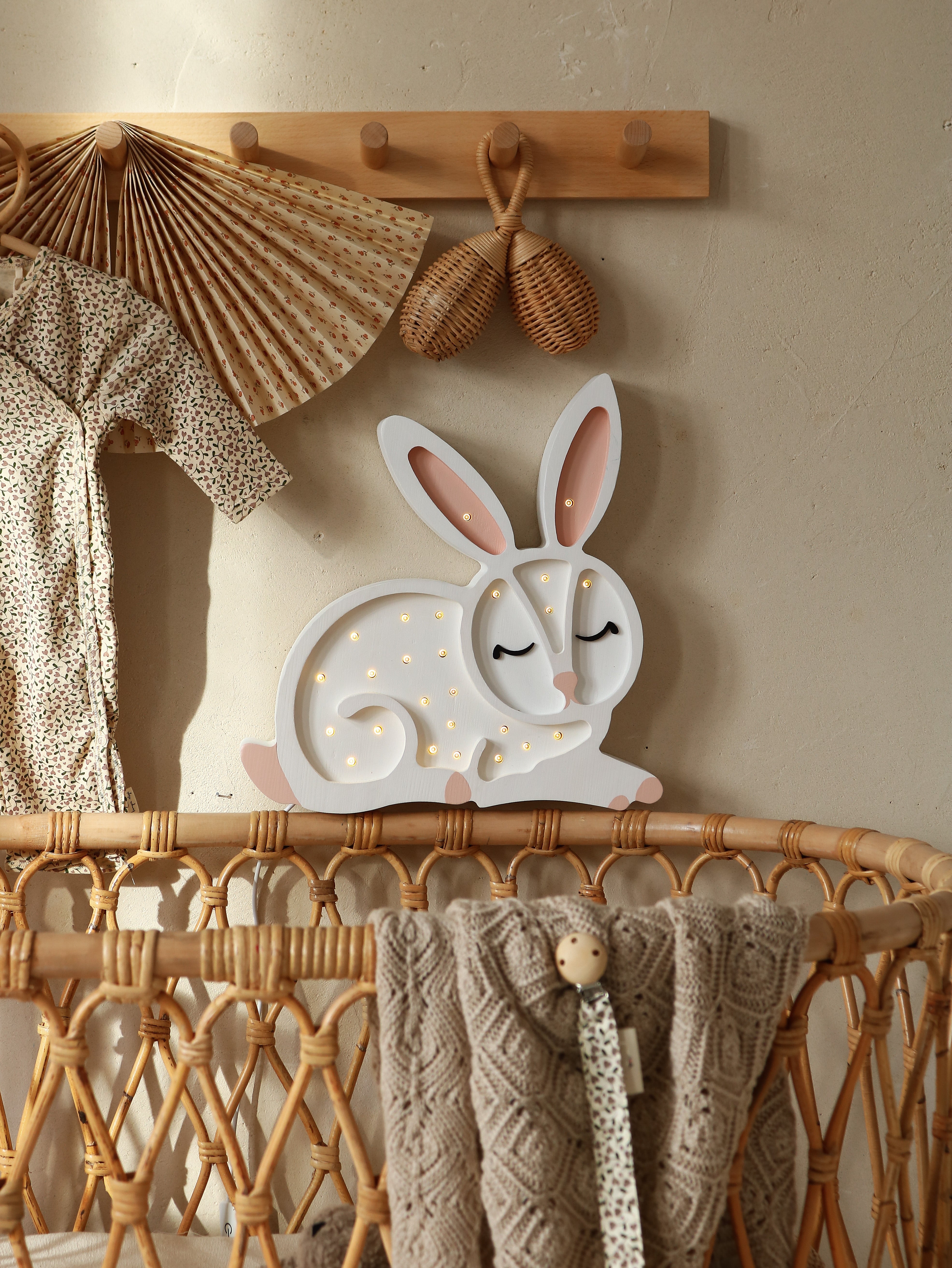 White Bunny Lamp – baby night light made from 100% wood