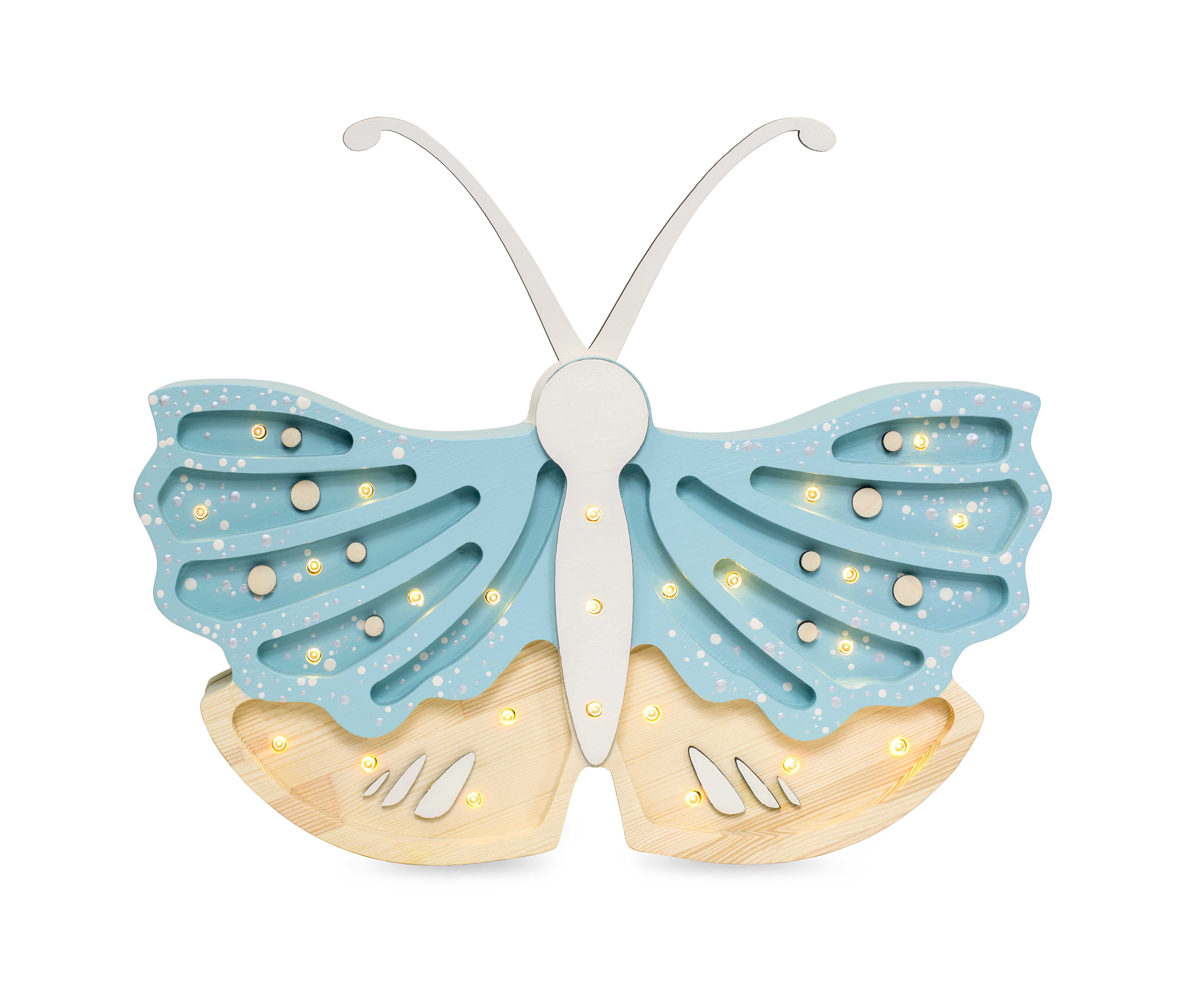 Little Lights Butterfly Lamp in Blue Jay – handmade wooden kids lamp