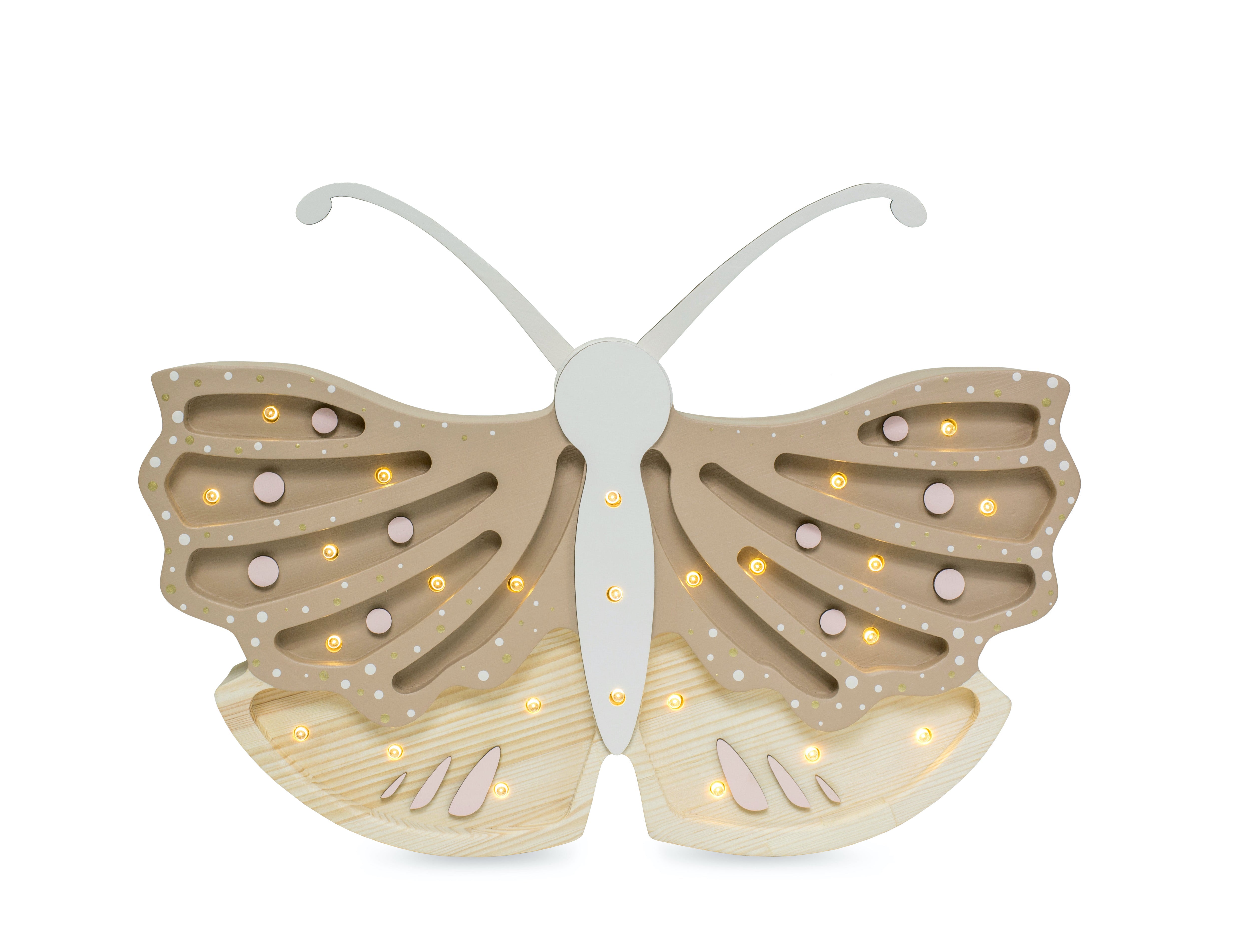 Coffee Cream Butterfly Lamp – handmade wooden night light for kids