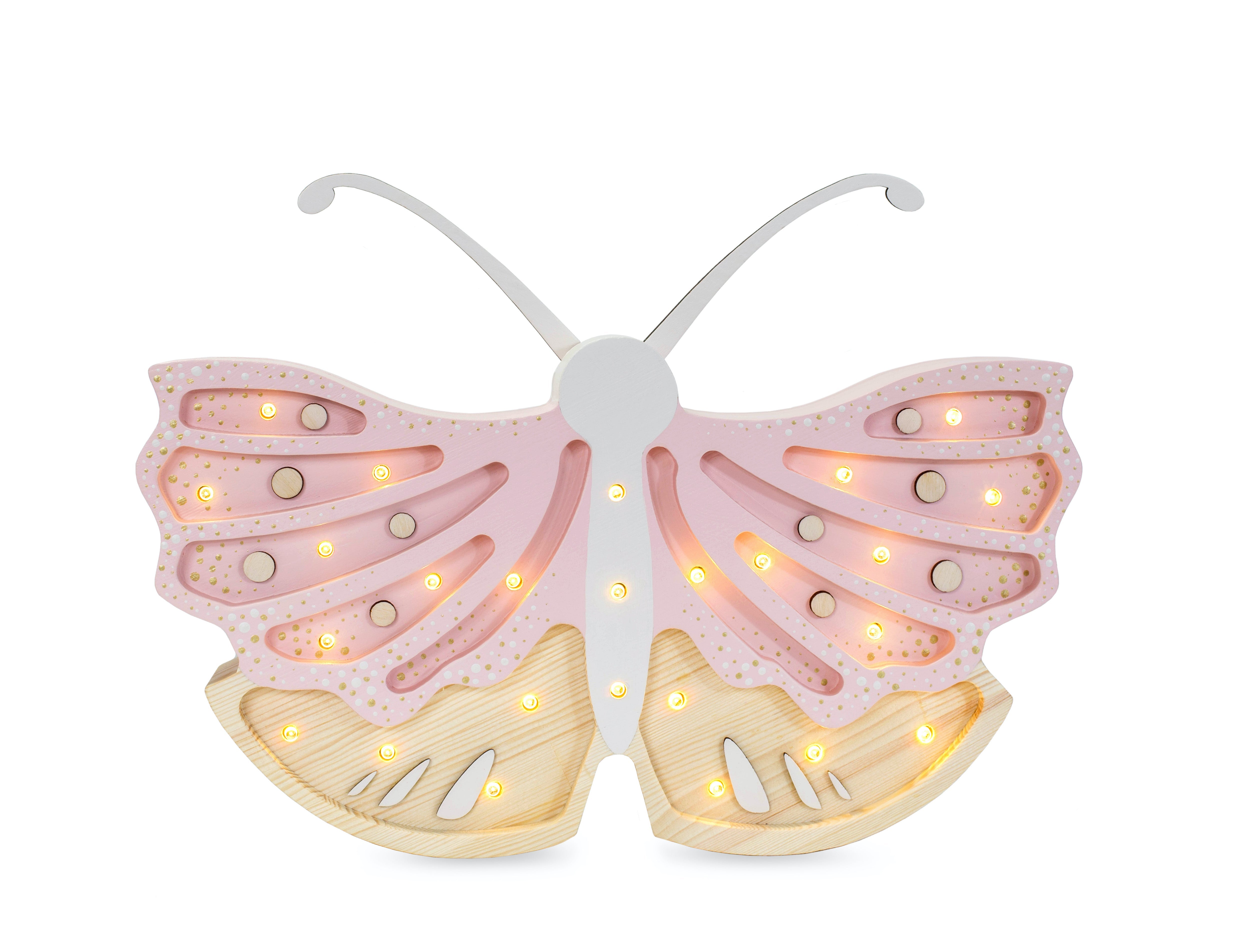 Little Lights Butterfly Lamp in Strawberry Cream – handmade wooden lamp for kids