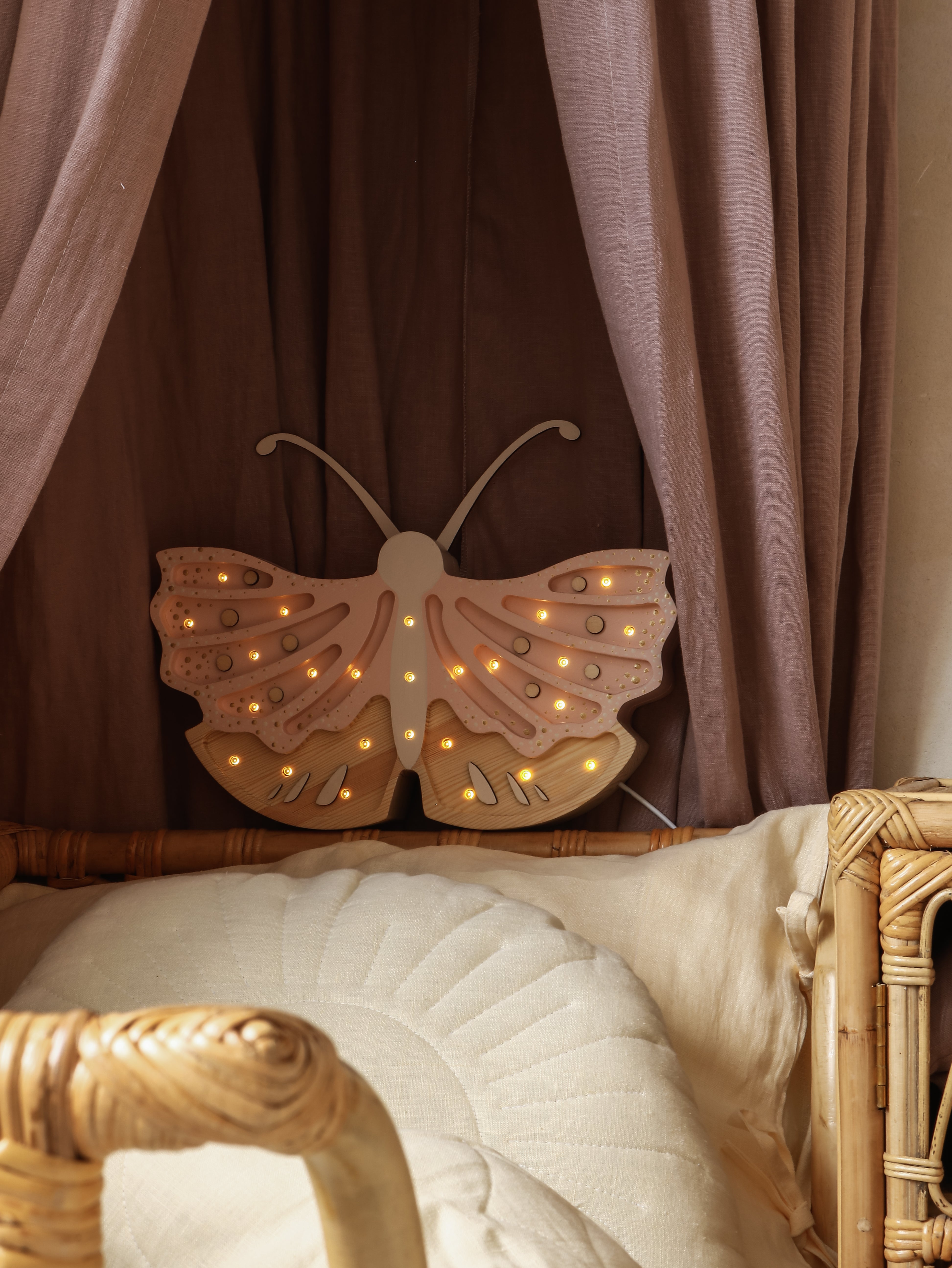 Strawberry Cream Butterfly Lamp with remote control for easy dimming