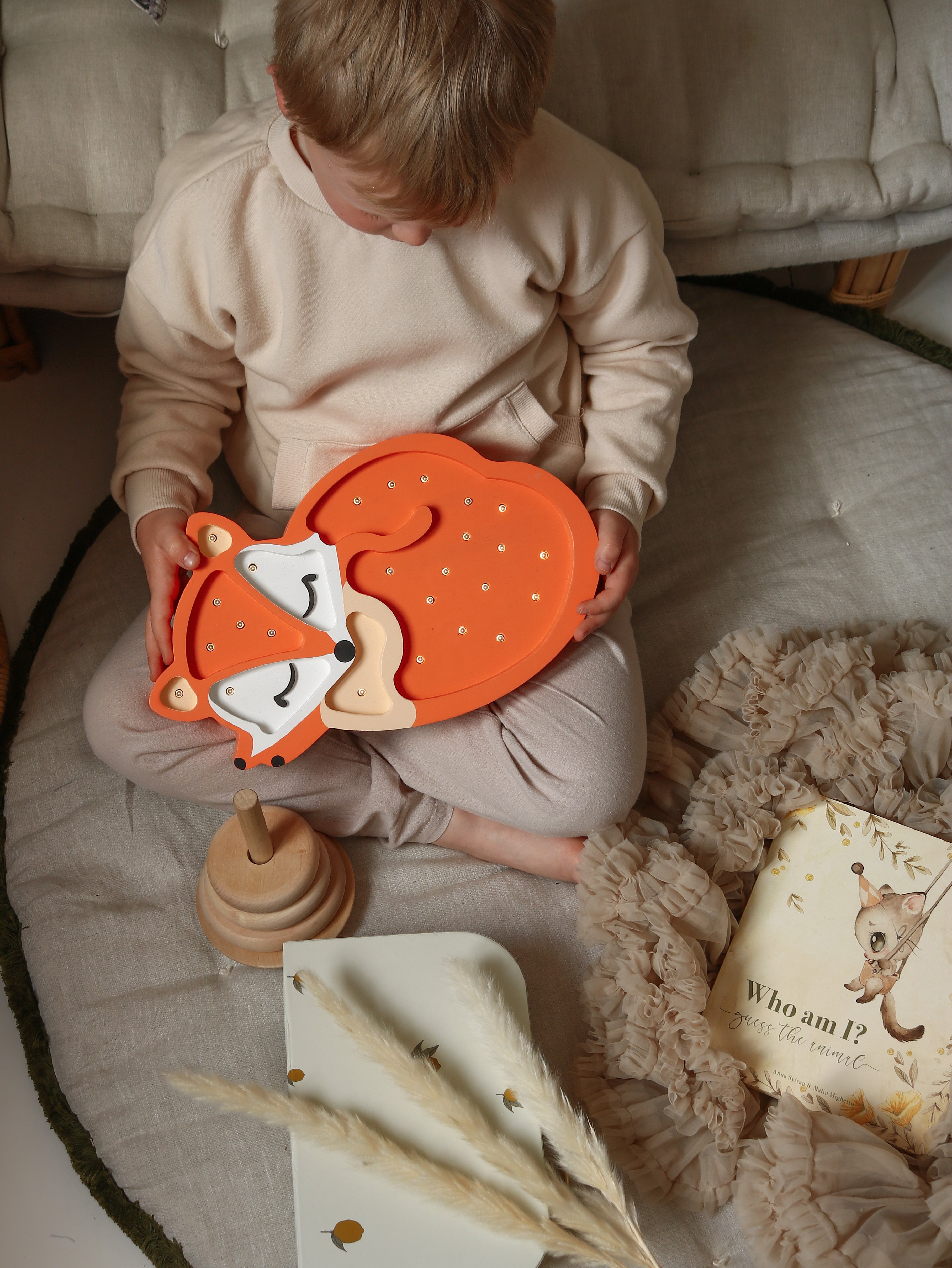 Fox Lamp – decorative wooden baby gift night light for nursery.