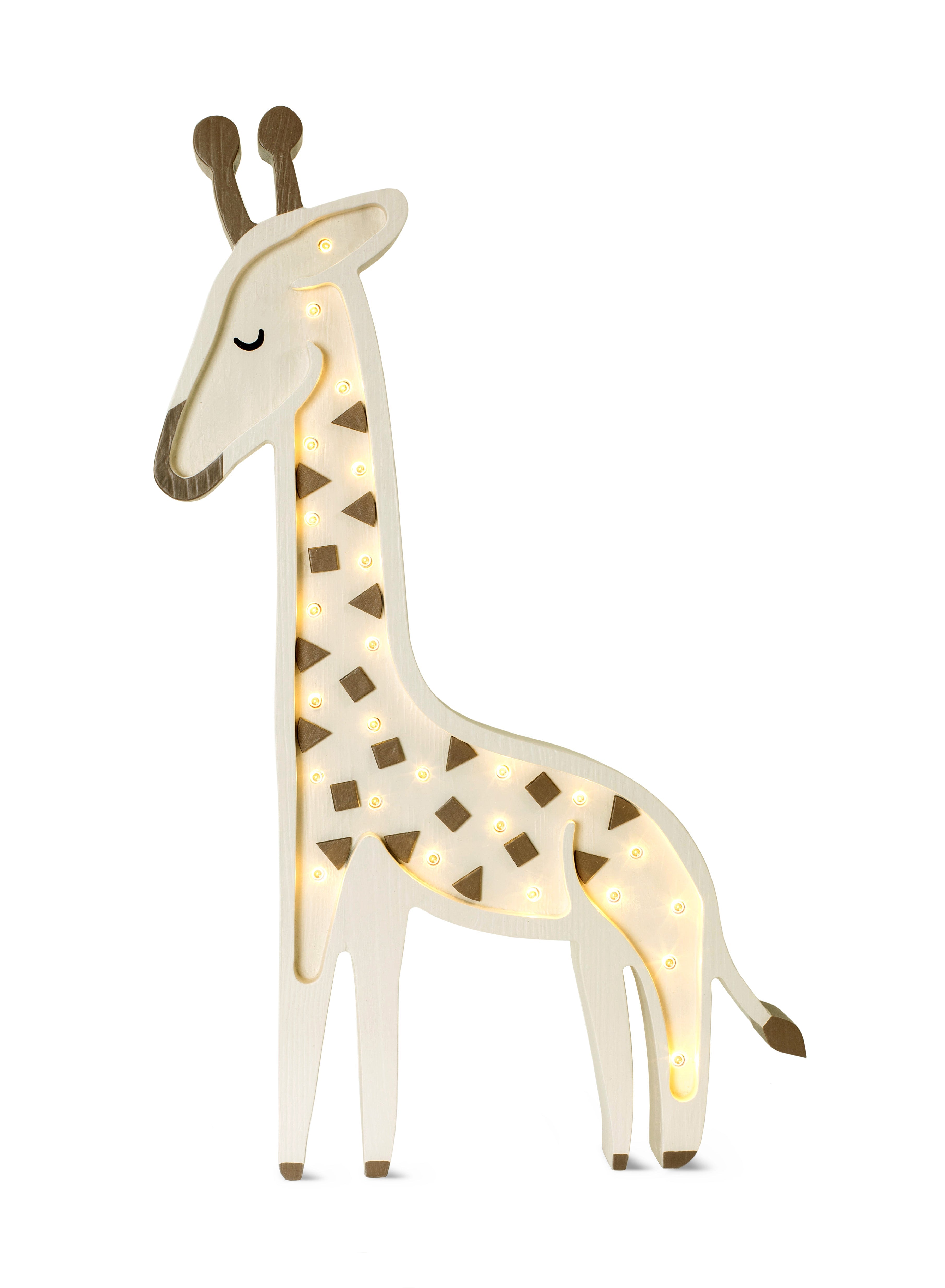Little Lights Giraffe Lamp in Savannah Beige – handmade wooden night light for nursery or kids’ bedroom