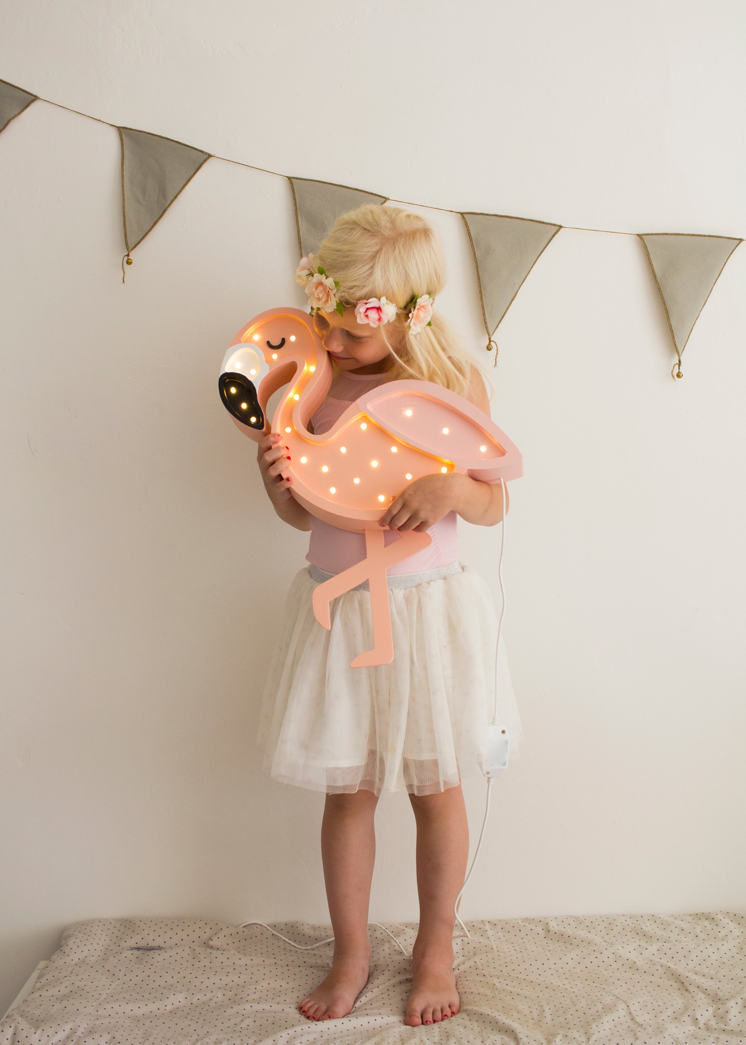 Little Lights Handcrafted Pink Flamingo Lamp – eco-friendly wooden nursery decor for modern kids’ rooms