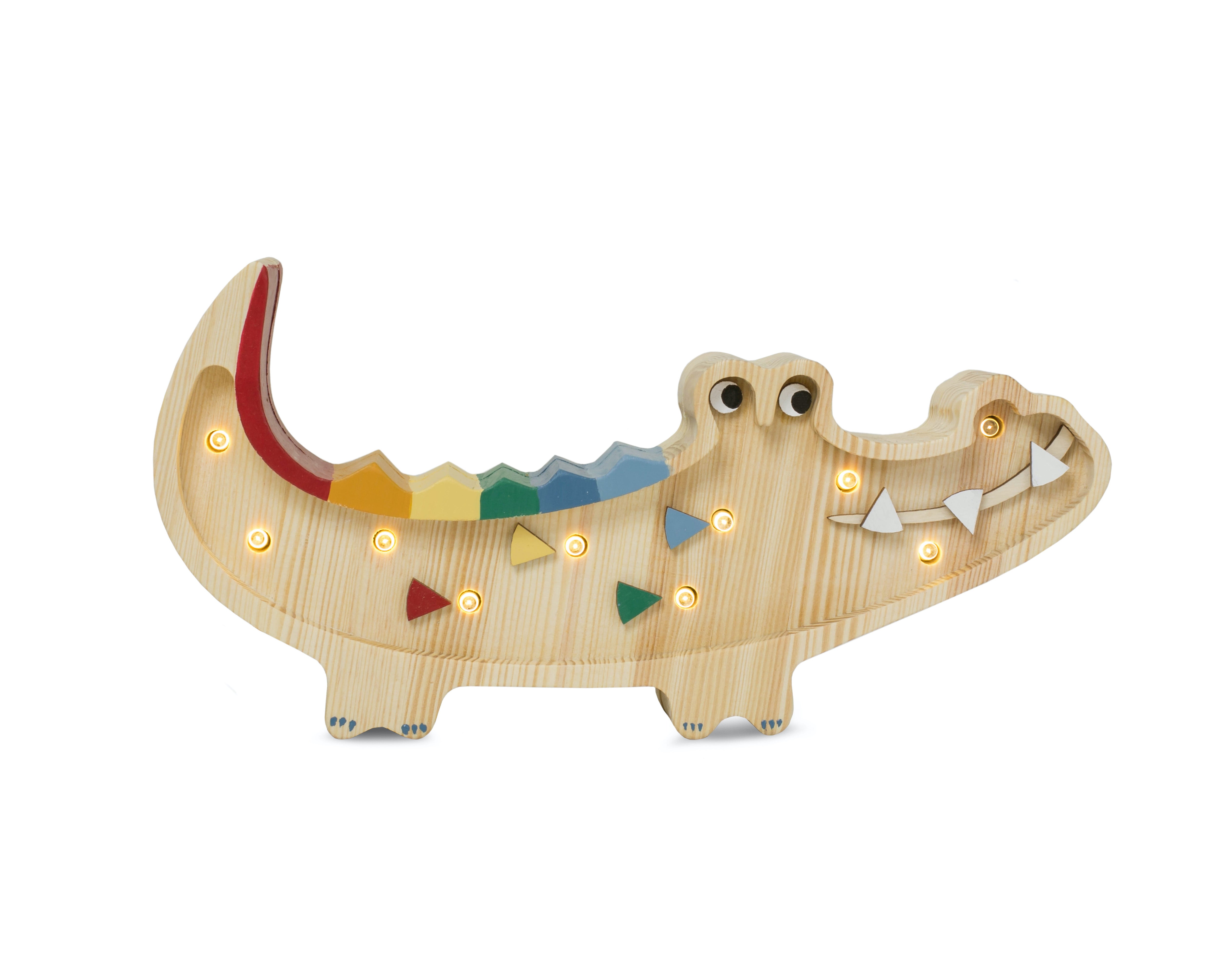Little Lights Mini Crocodile Lamp in Caribbean Wood – handmade wooden lamp