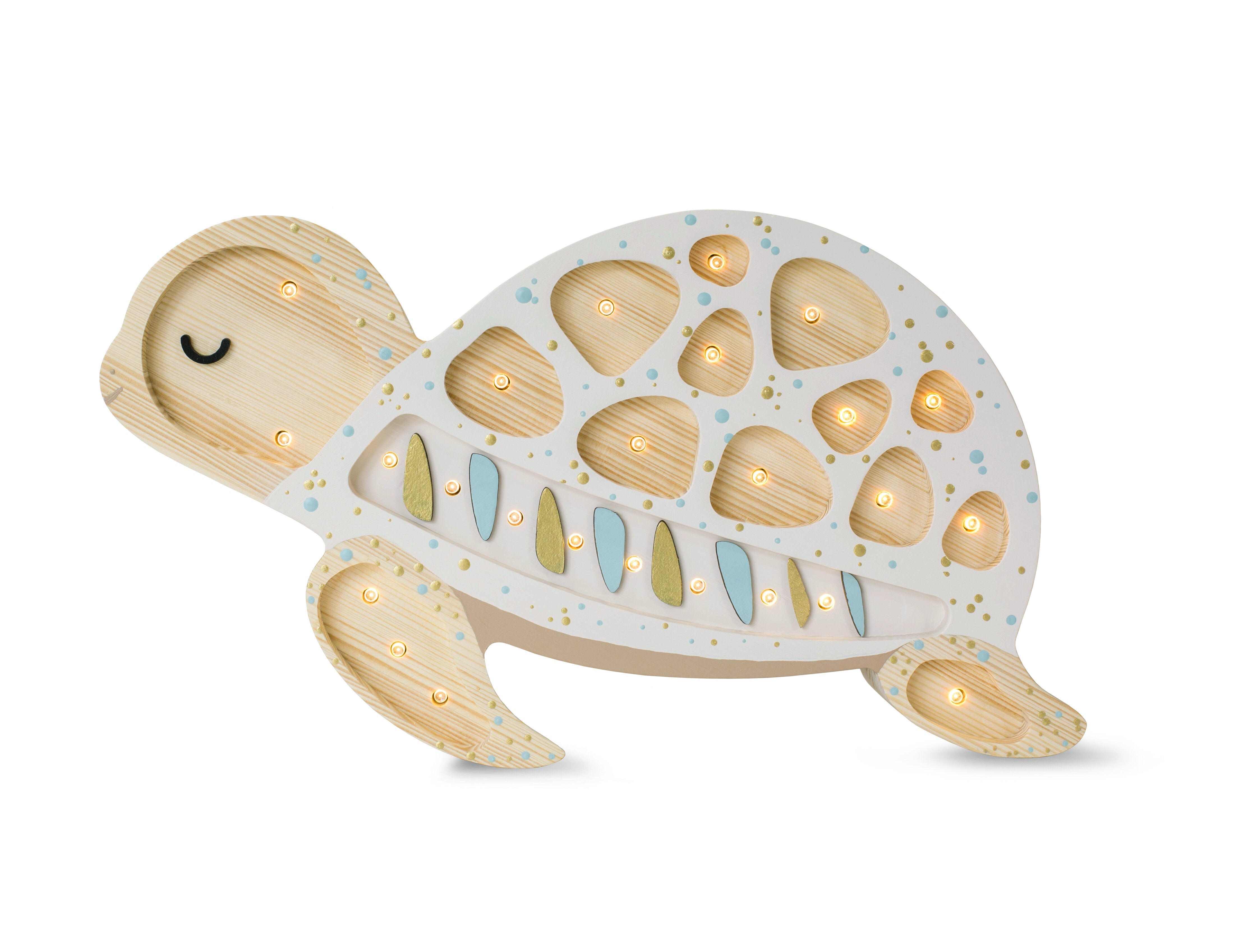 Little Lights Turtle Lamp in Albino Sprinkles, handmade wooden dimmable LED lamp for nurseries