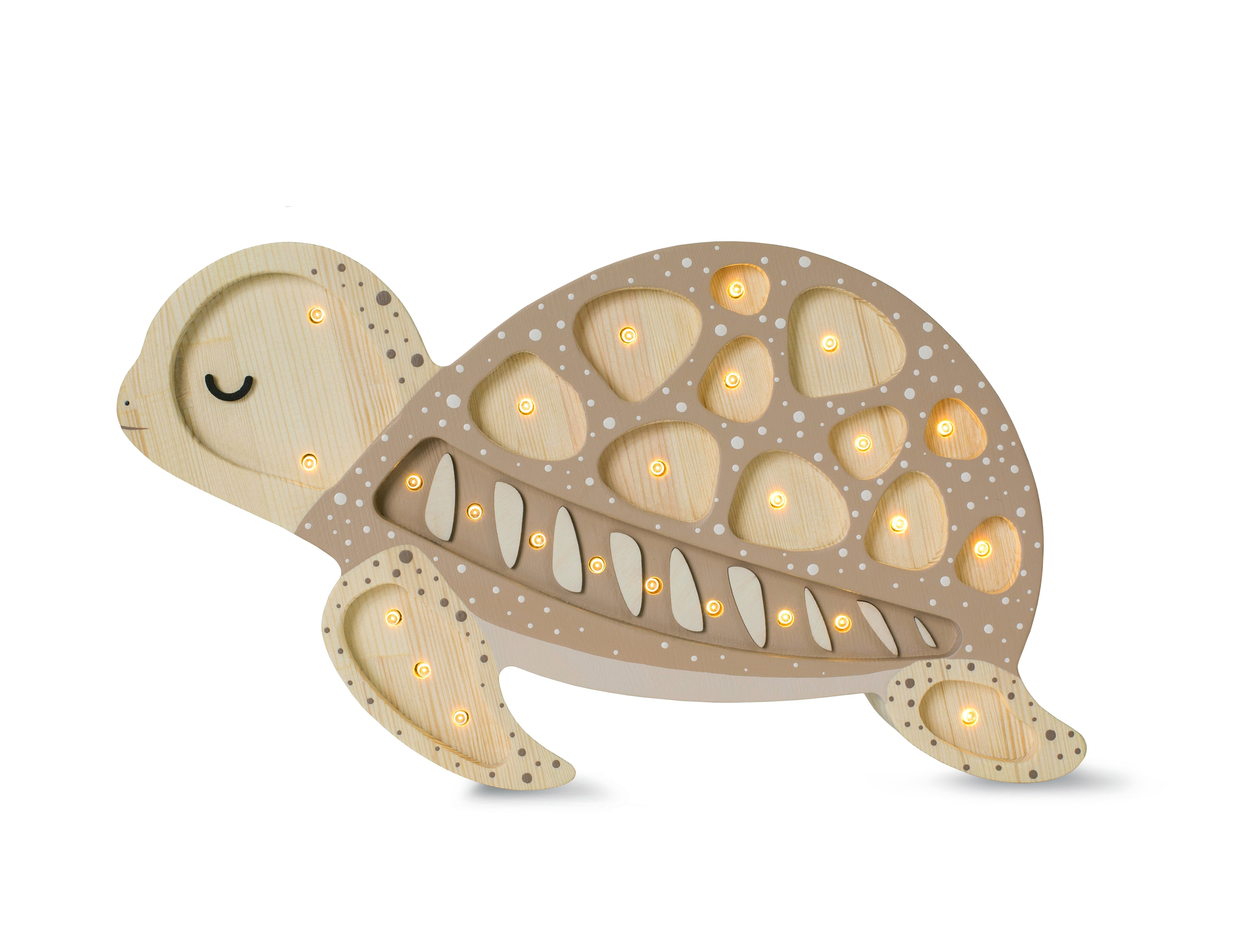Little Lights Turtle Lamp in Sand Dune, handmade wooden dimmable LED nursery lamp