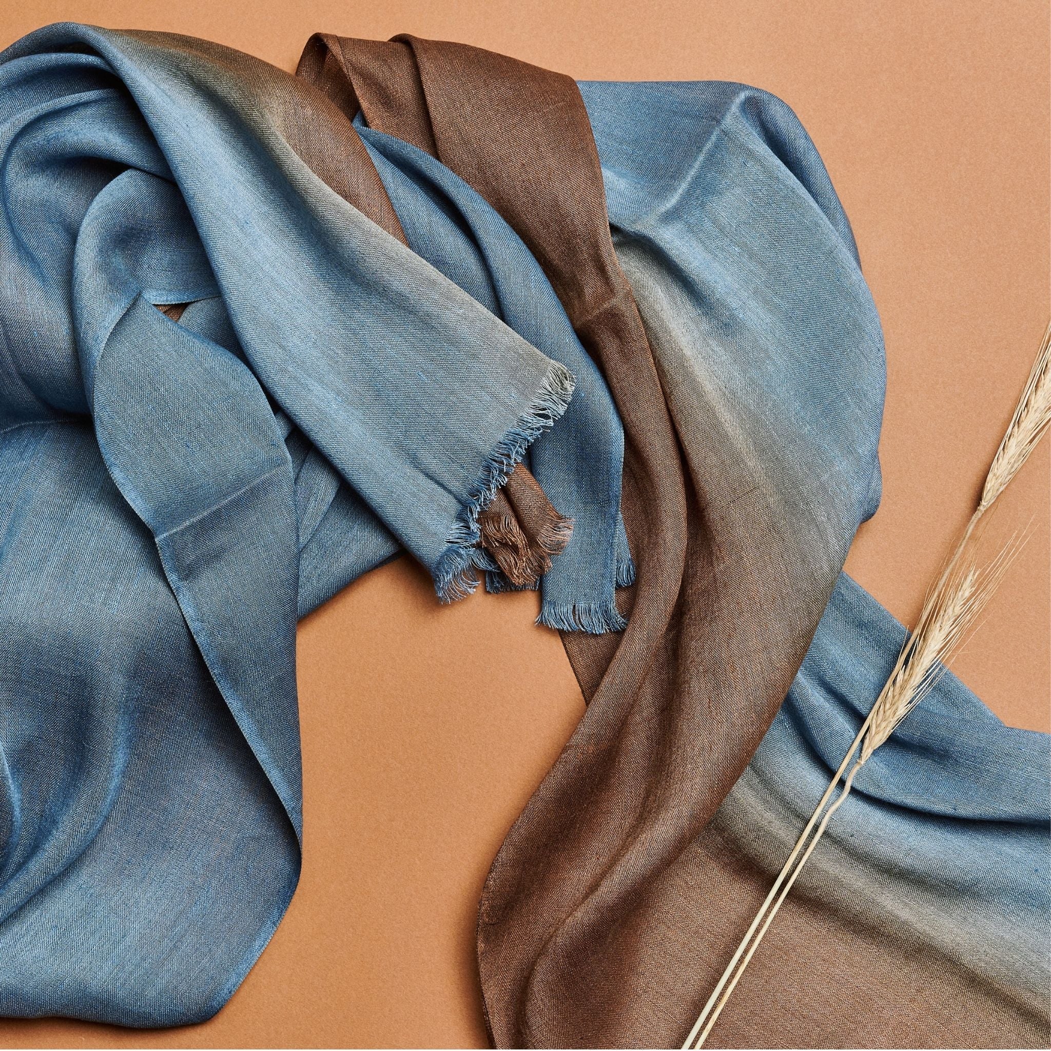 Oceana Soft Linen Silk Handloom Scarf (Brown)