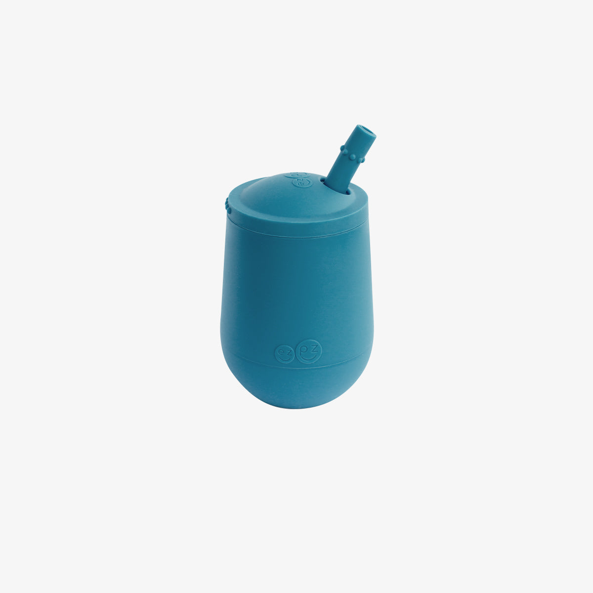 The Mini Cup + Straw in Blue by ezpz / Silicone Drinking Cup and Straw Training System for Toddlers #color_blue