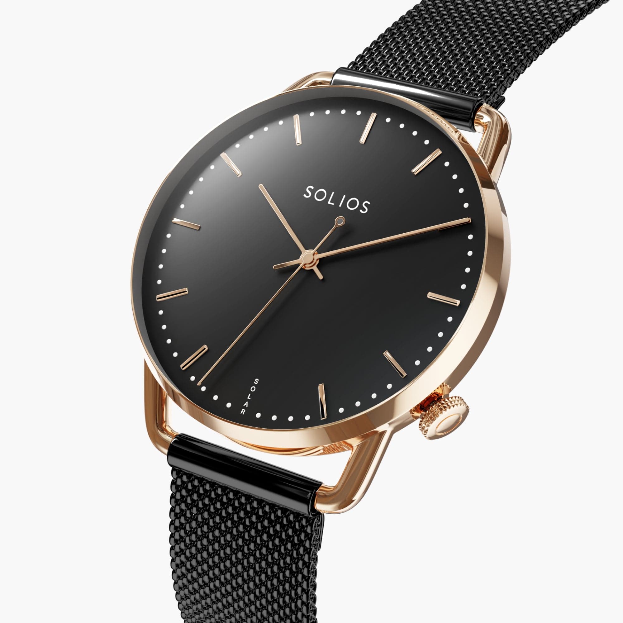 Black + Rose Gold Solar Curve Mini (Black Eco Vegan Leather)