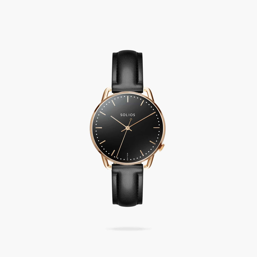 Black + Rose Gold Solar Curve Mini (Black Eco Vegan Leather)