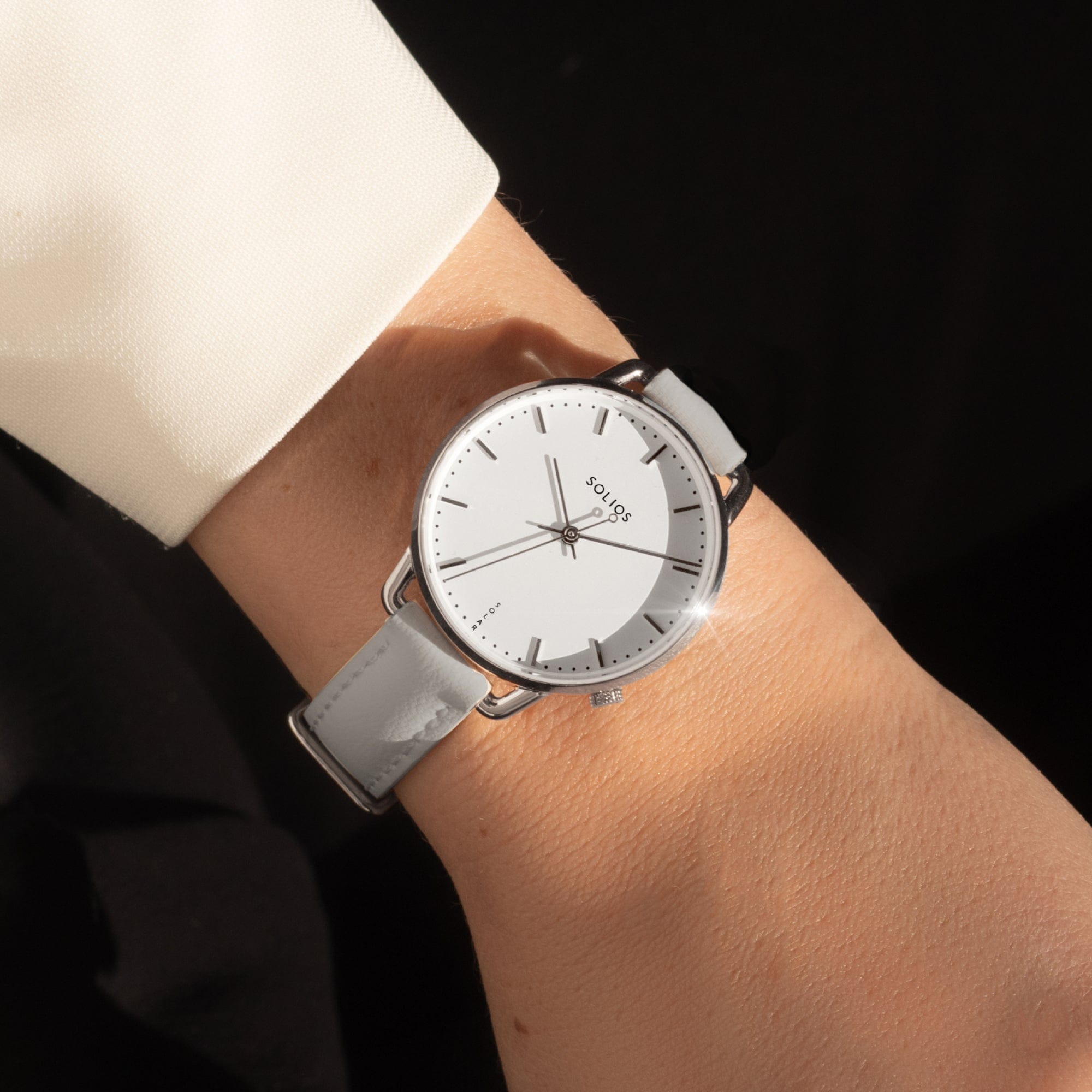 White + Silver Solar Curve Mini (Grey Eco Vegan Leather)