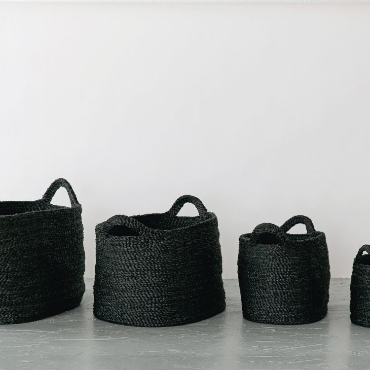 Oval Jute Baskets (Charcoal)