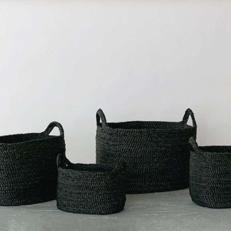 Oval Jute Baskets (Charcoal)