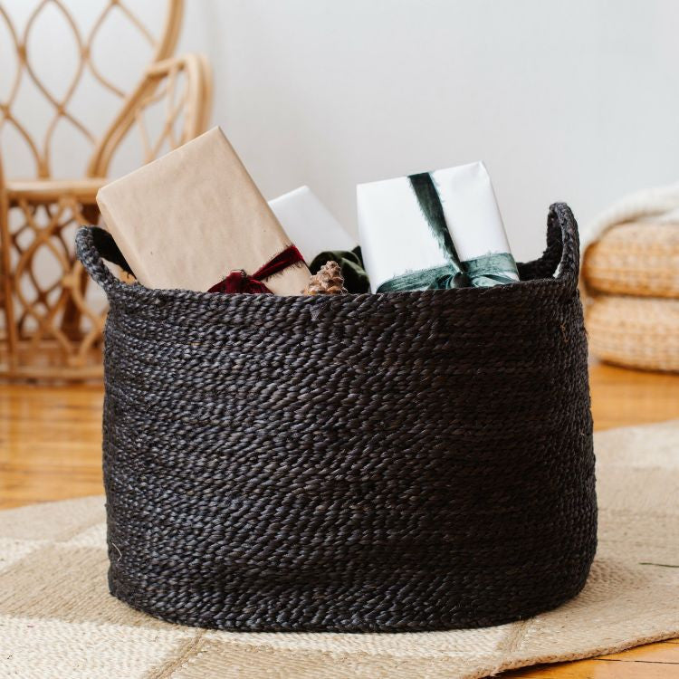 Oval Jute Baskets (Charcoal)