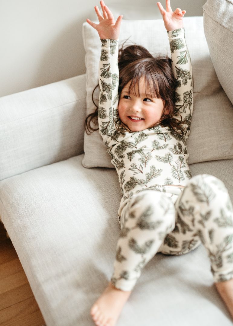 Pine Brushed Long Sleeve Two Piece Pajama Set