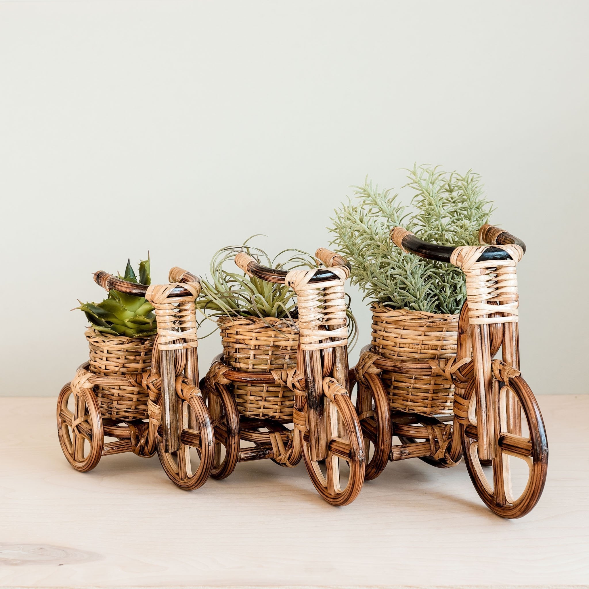 Planters - Bicycle Rattan Planter, medium - Handmade Planters | LIKHÂ - LIKHÂ