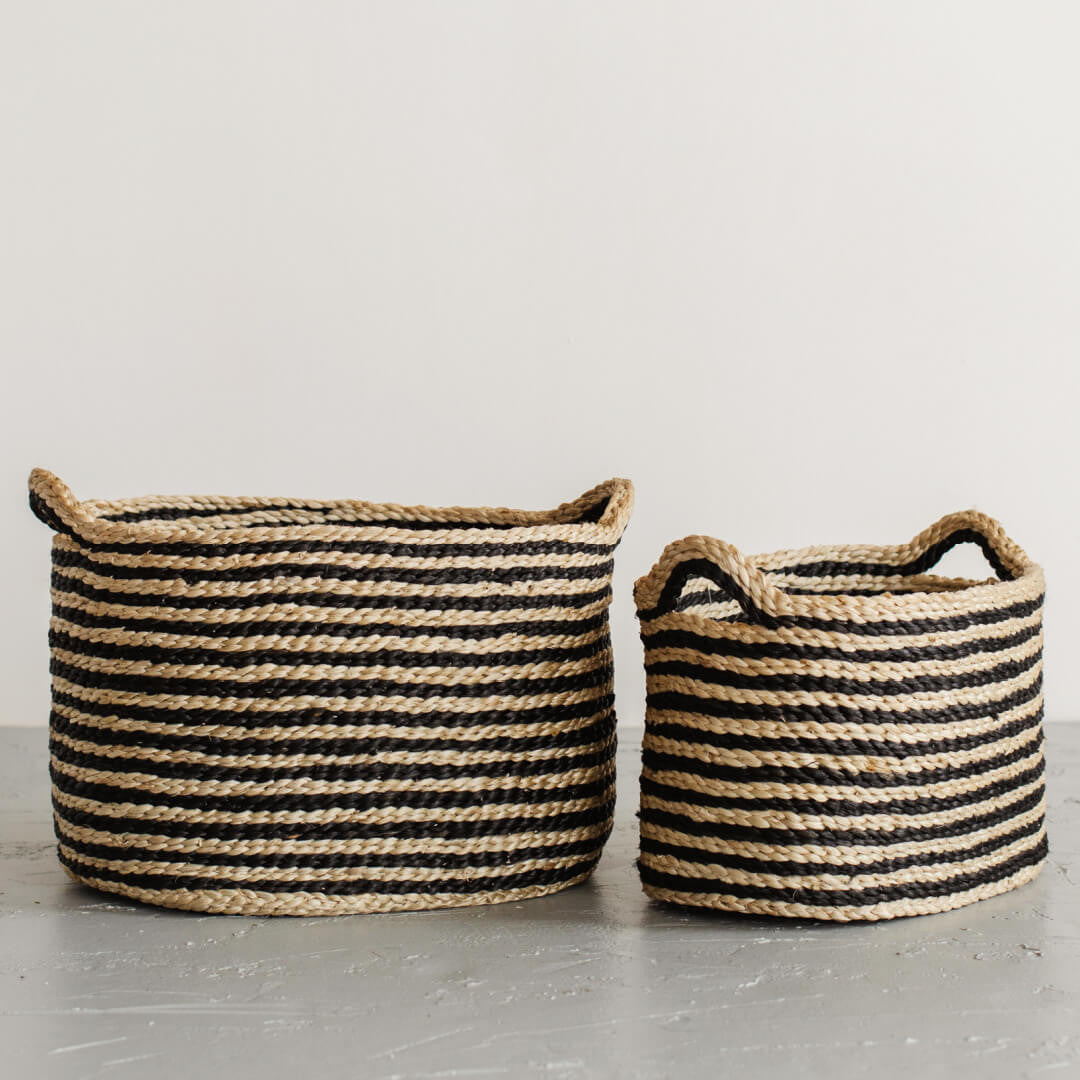 Oval Jute Baskets (Stripes)