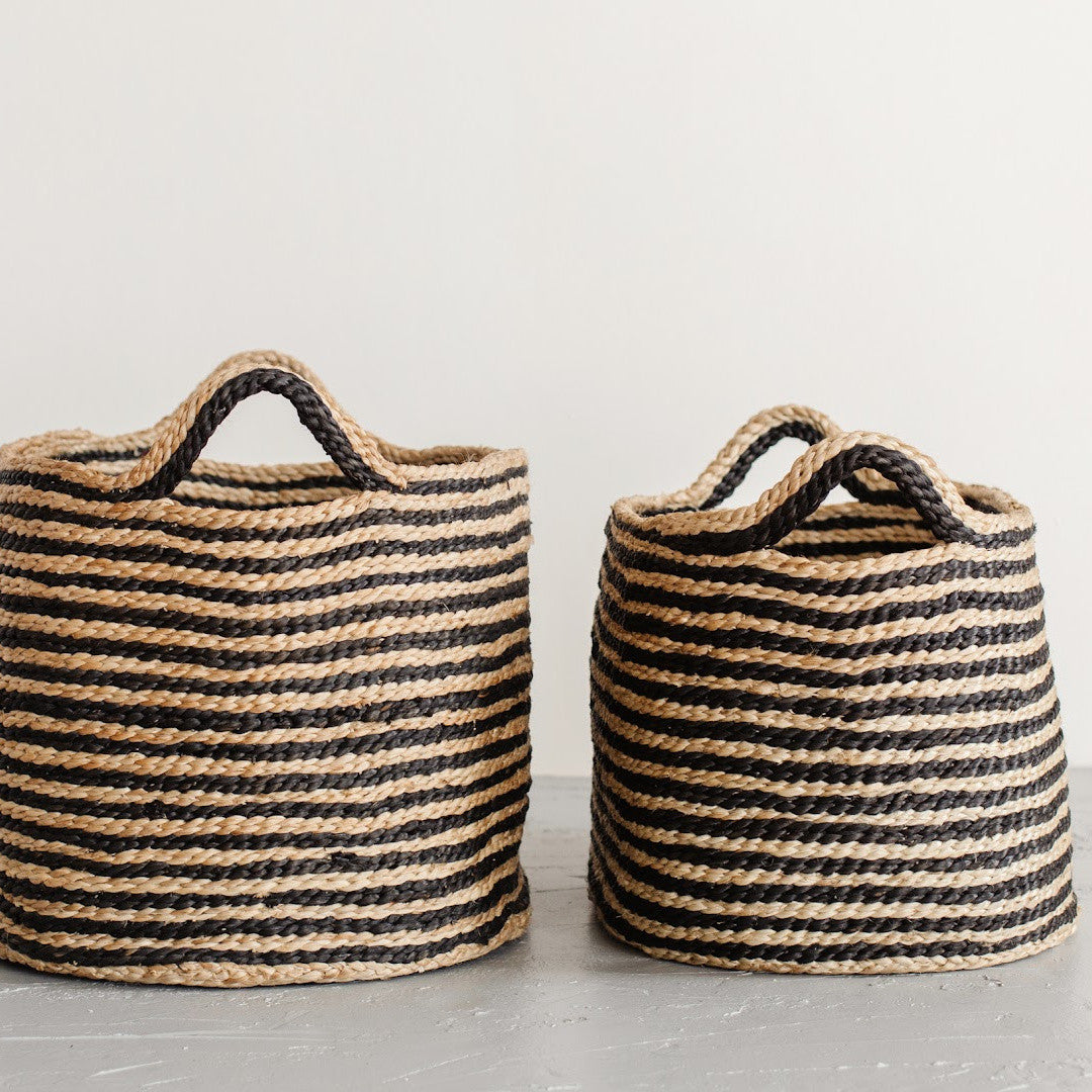 Oval Jute Baskets (Stripes)