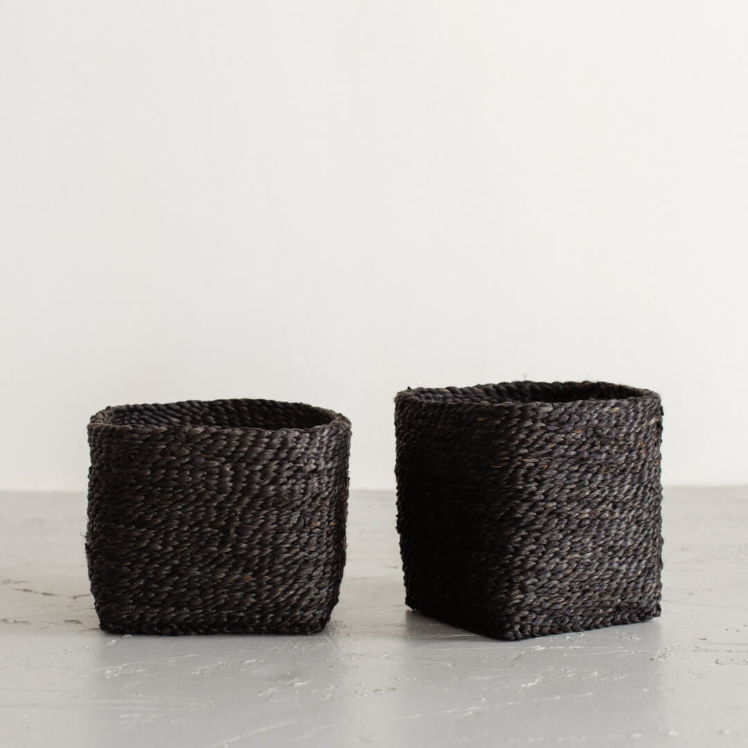 Small Square Jute Baskets (Charcoal)