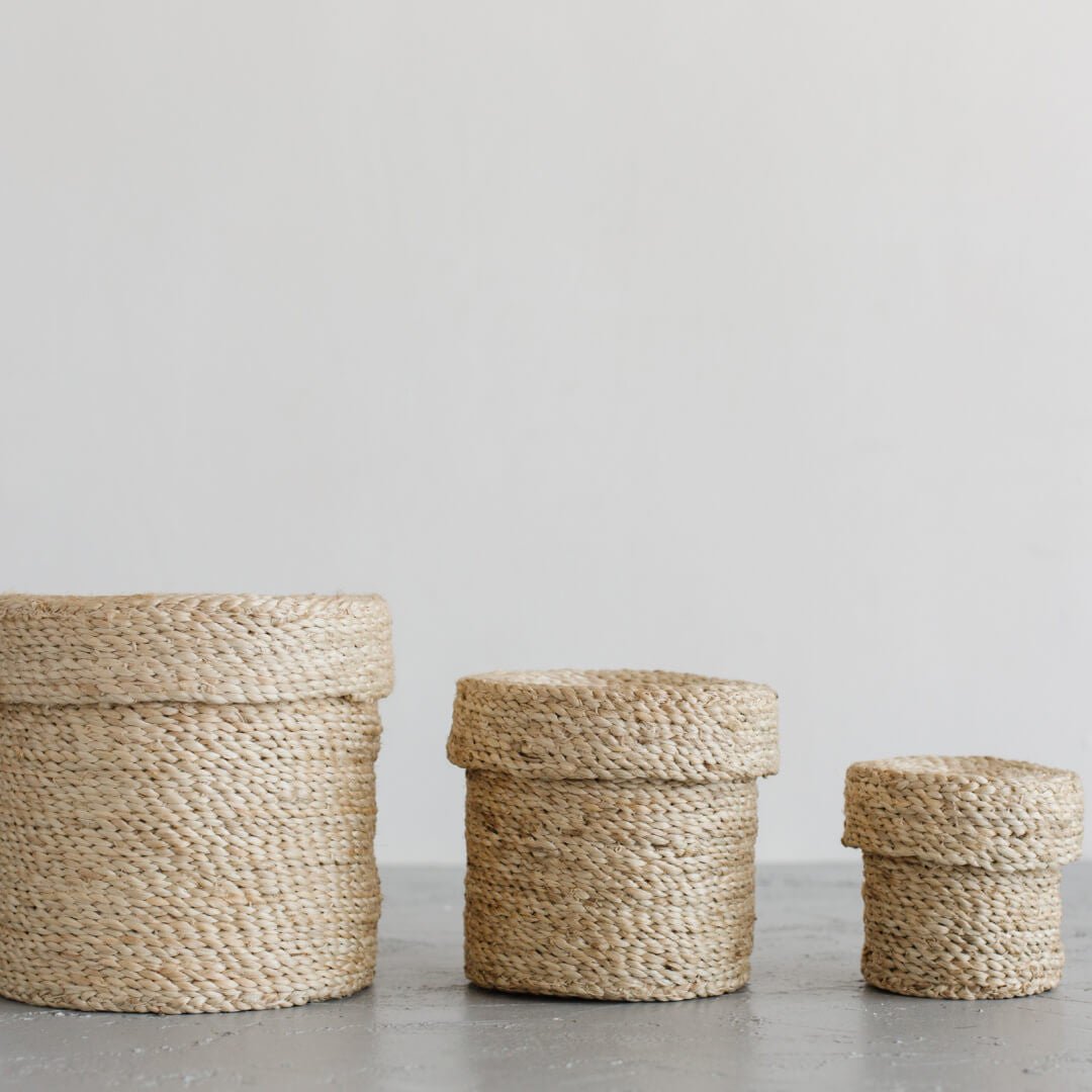 Round Jute Lidded Trio