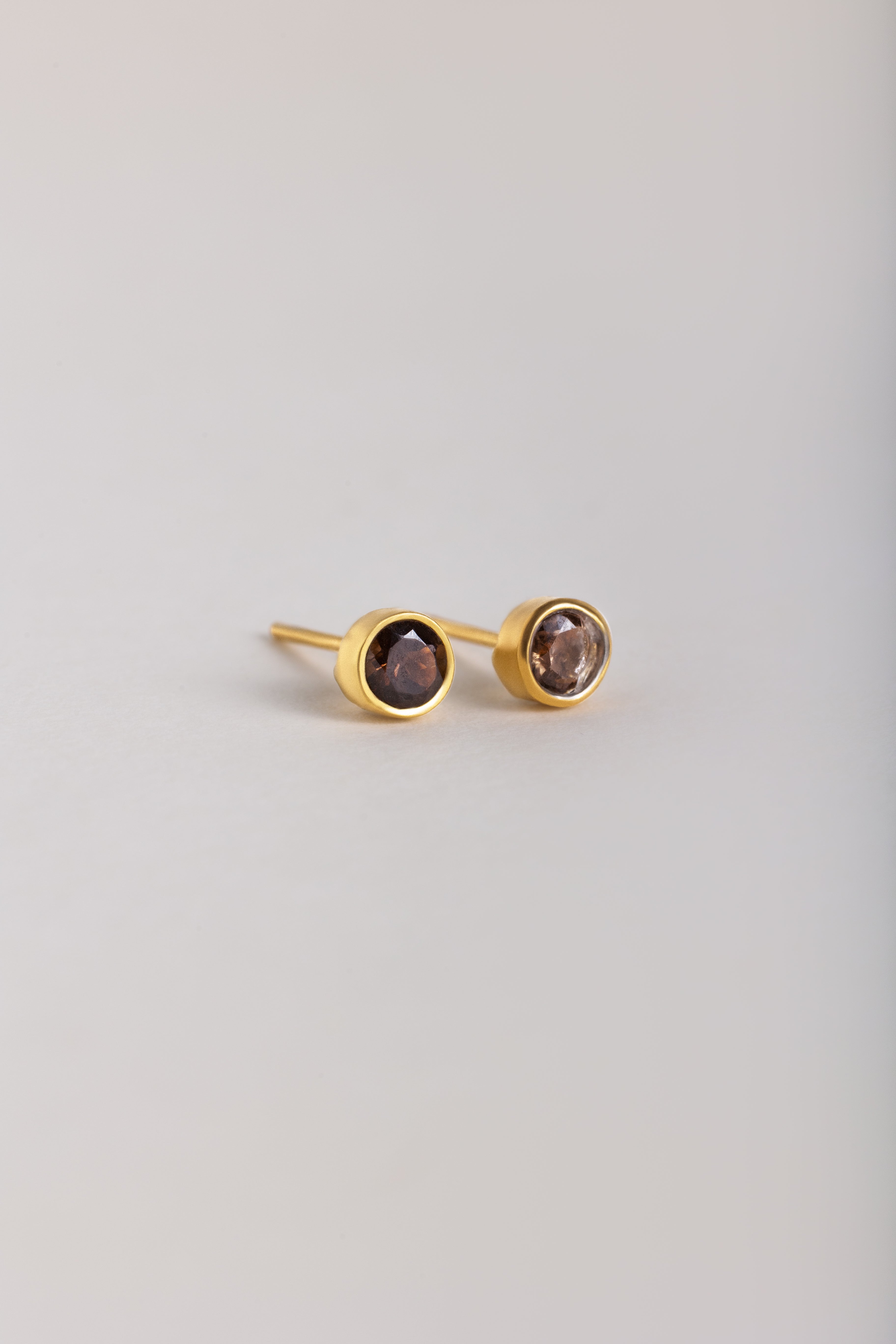Smokey Quartz Stud Earring