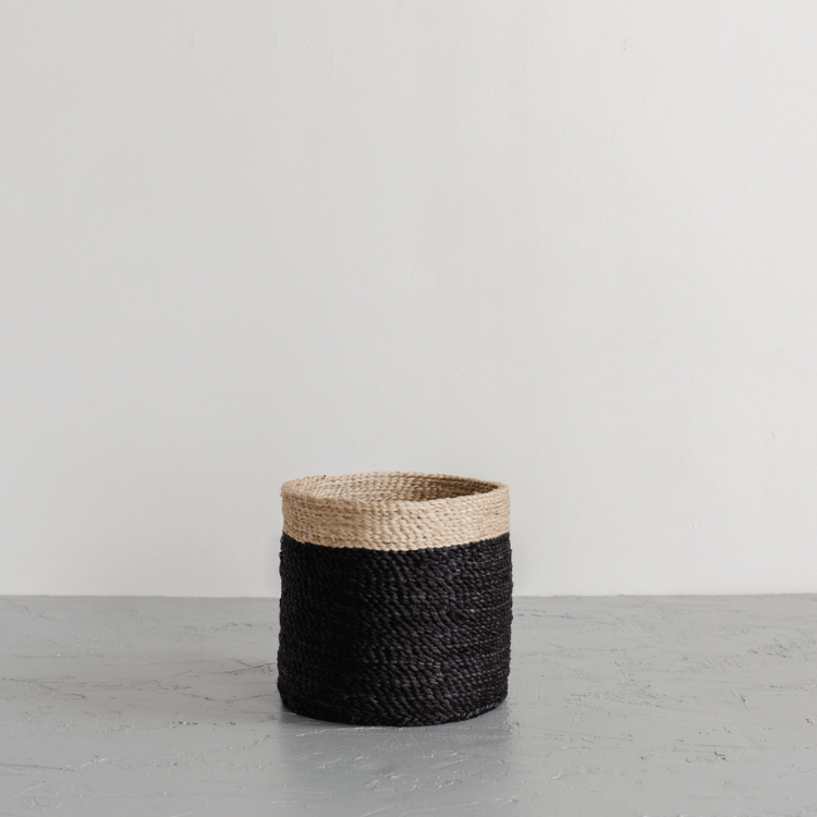 Tall Round Jute Storage Baskets