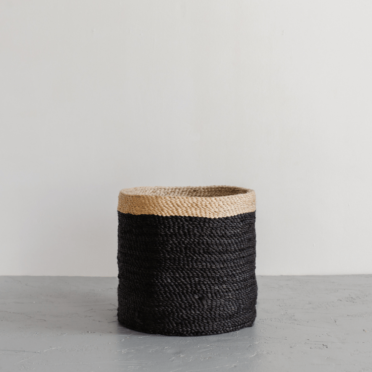 Tall Round Jute Storage Baskets