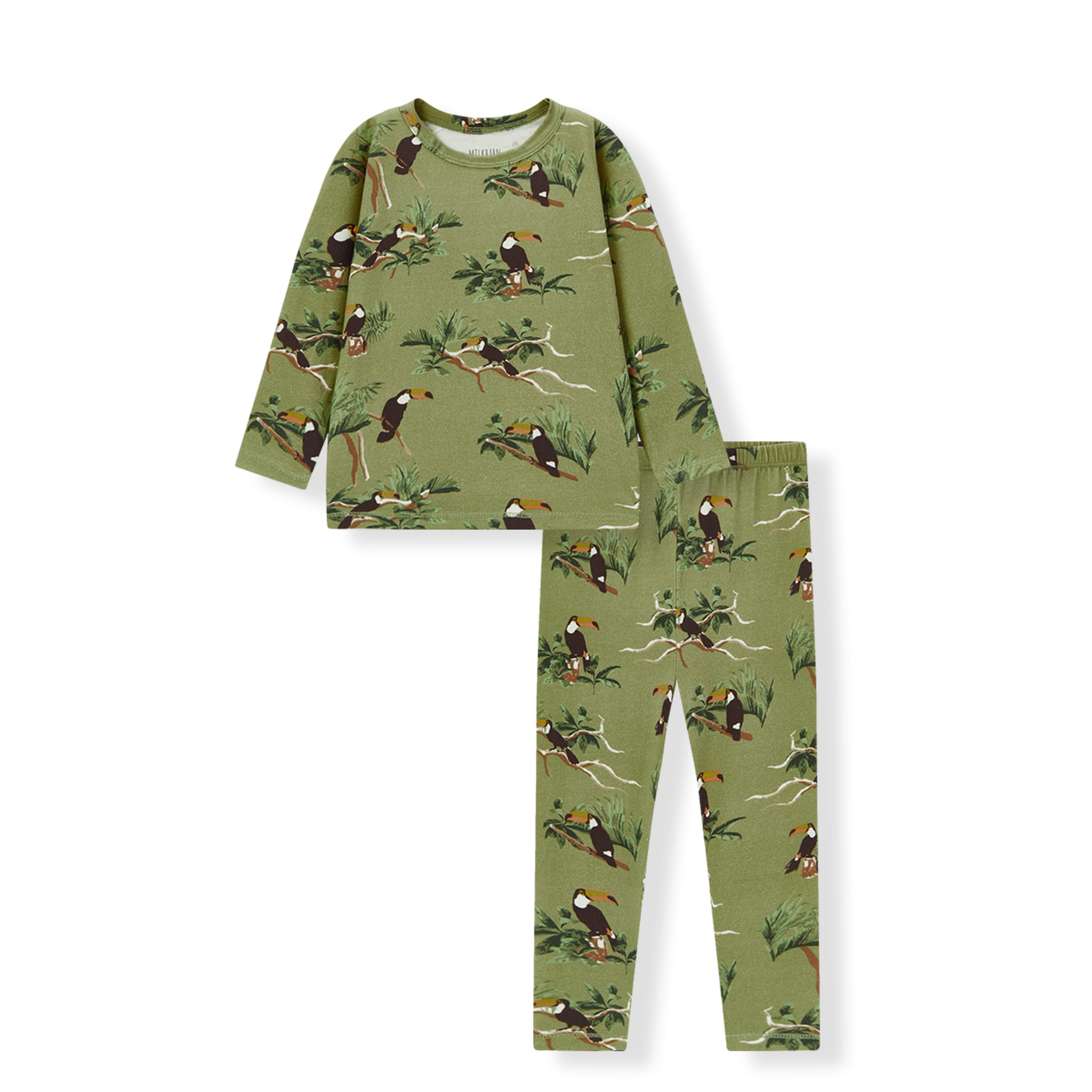 Toucan Cotton Stretch Long Sleeve Two Piece Pajama Set