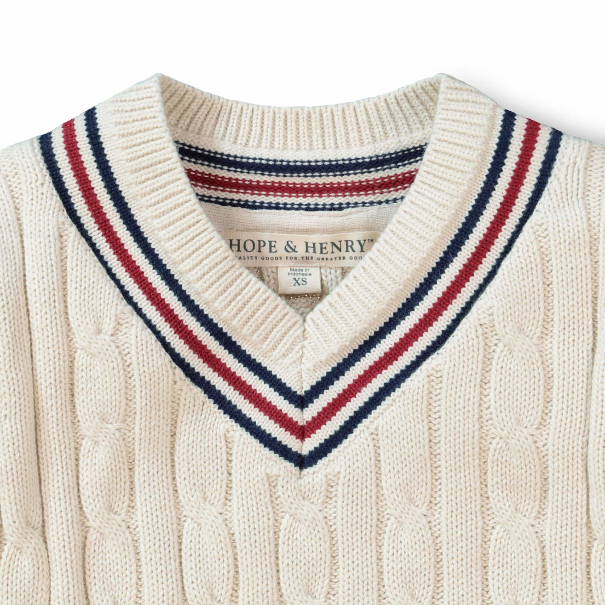 V-Neck Cricket Sweater (Ivory)