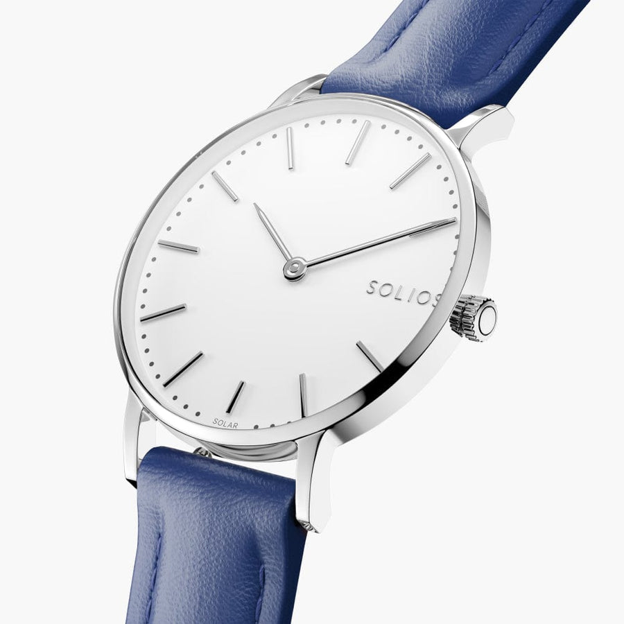 White + Silver Solar Classic (Blue Eco Vegan Leather)