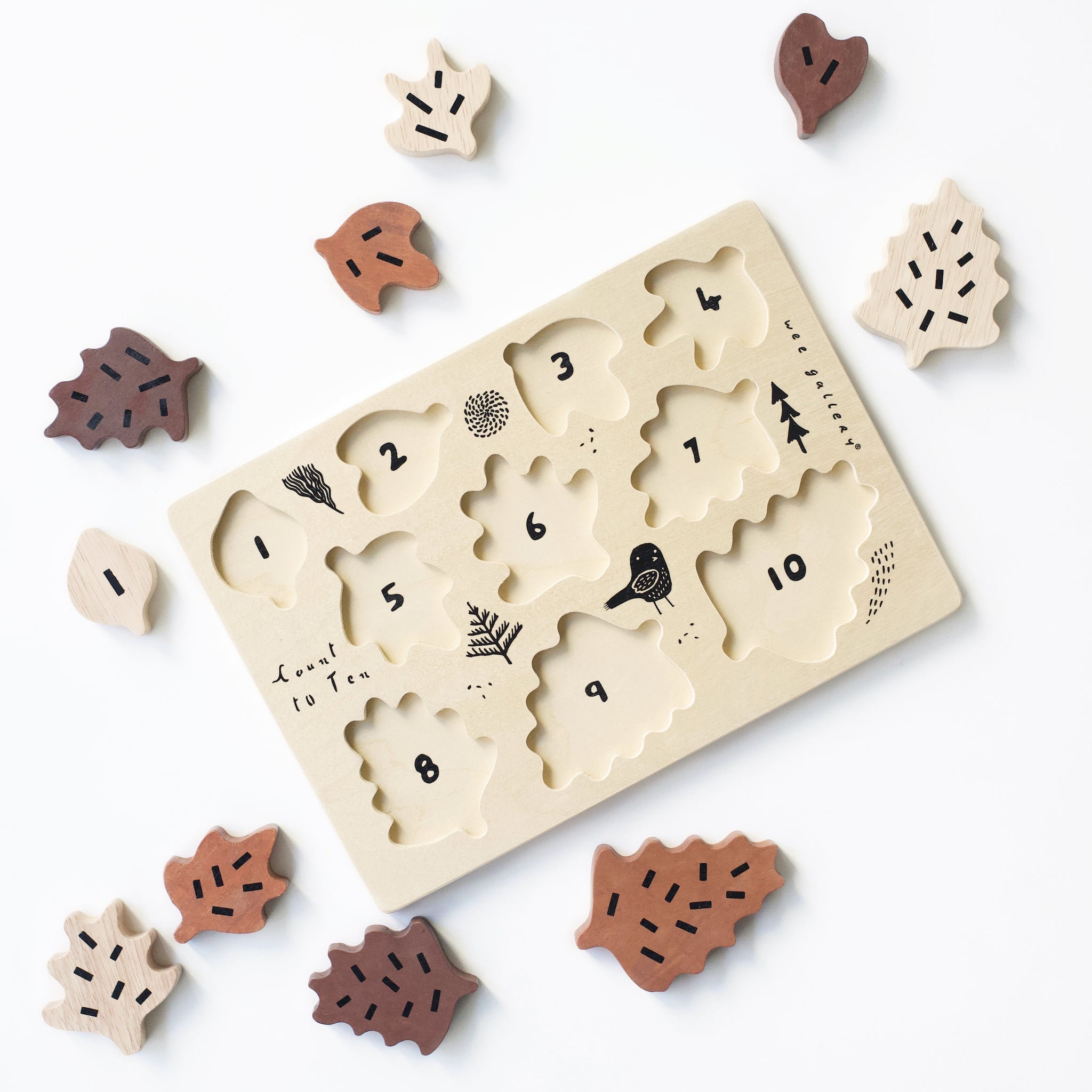 Wooden Tray Puzzle (Count to 10 Leaves)