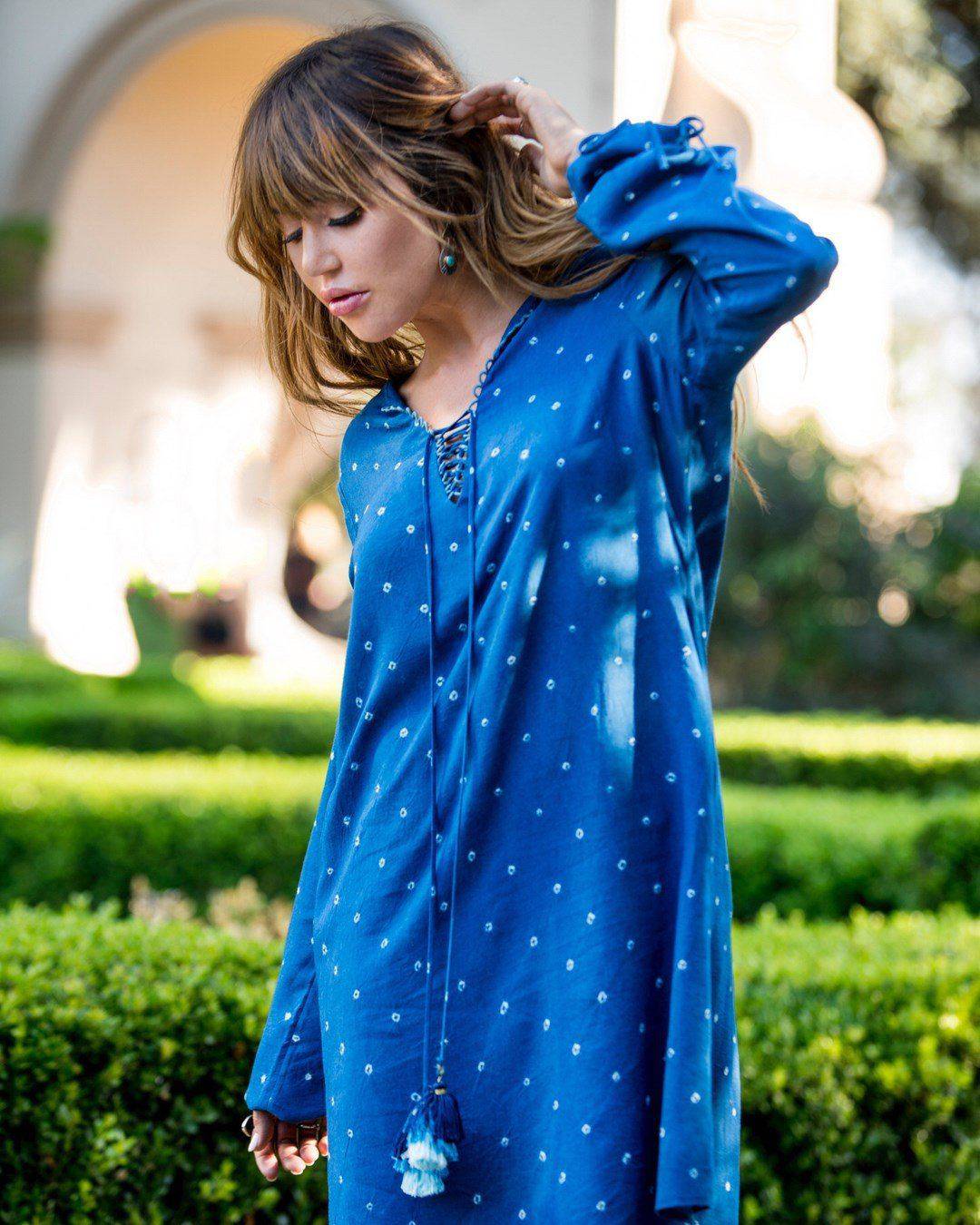 Siesta Dress (Indigo Bandhani) Dress Milo + Nicki 