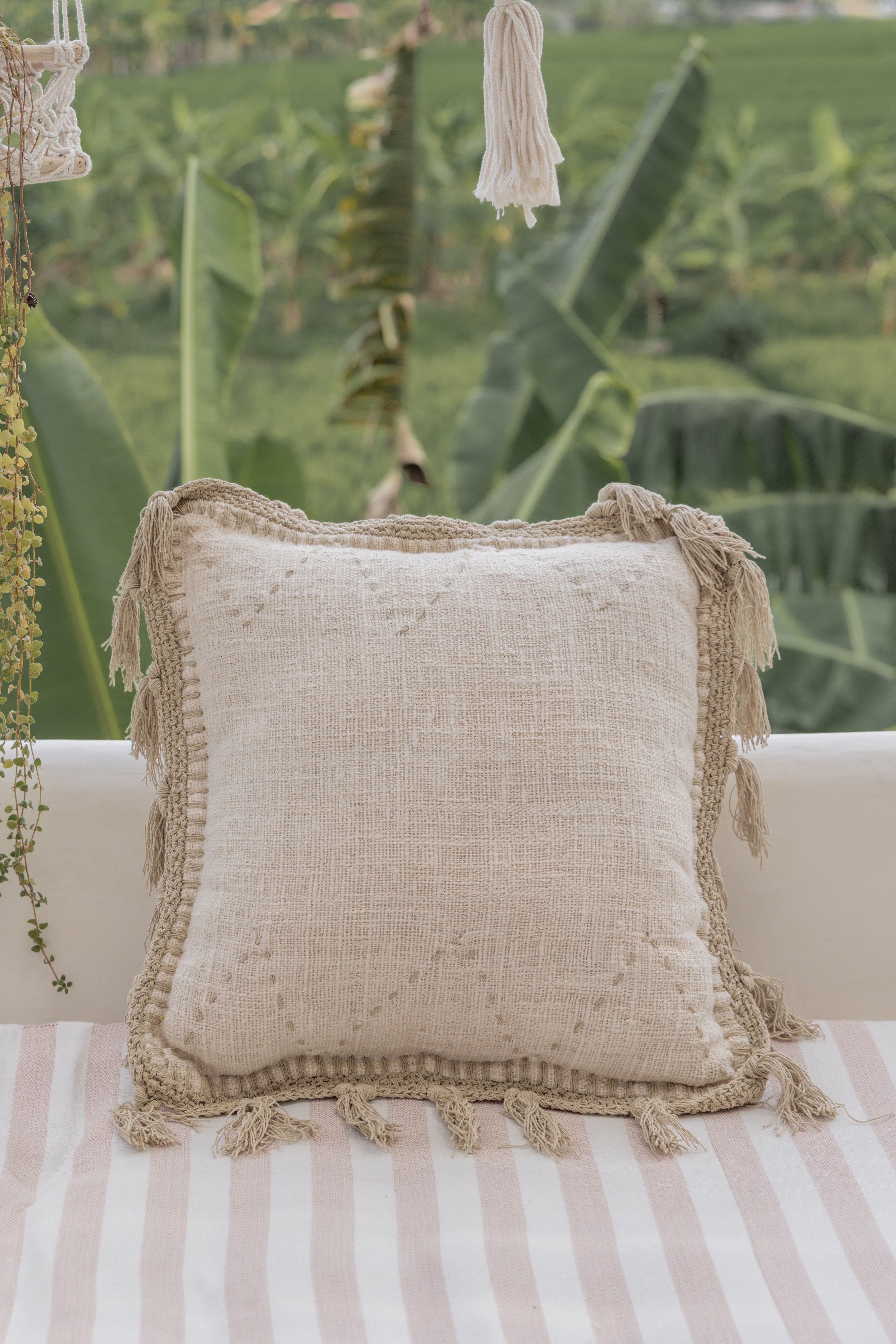 Gaia Hand Stitched Cotton Throw Pillow