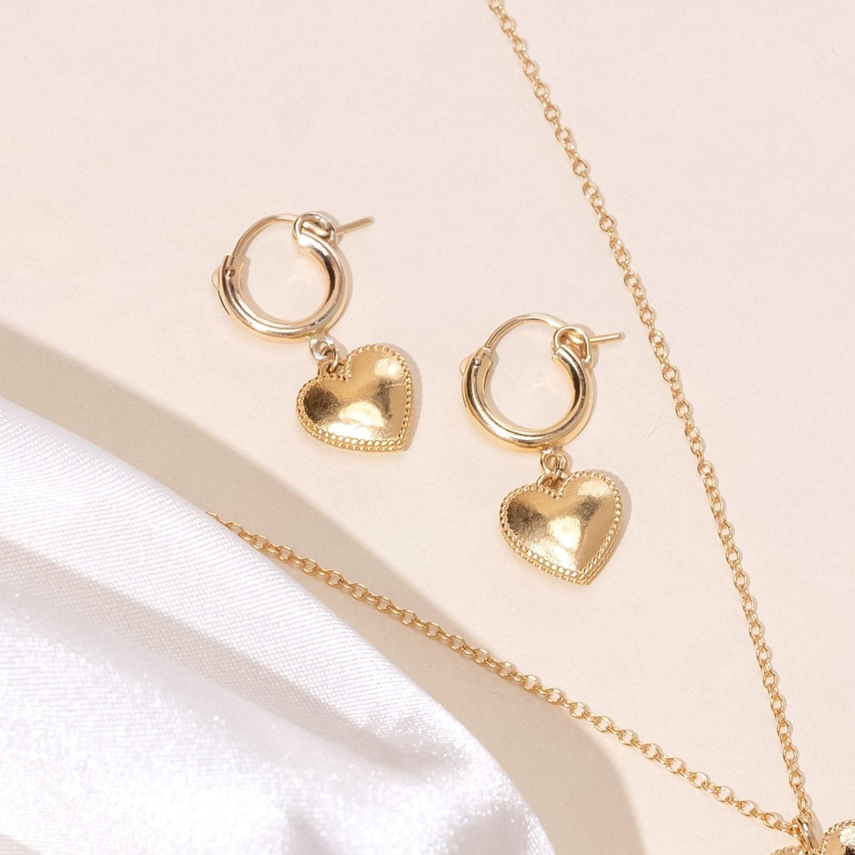 Beaded Heart Hoops