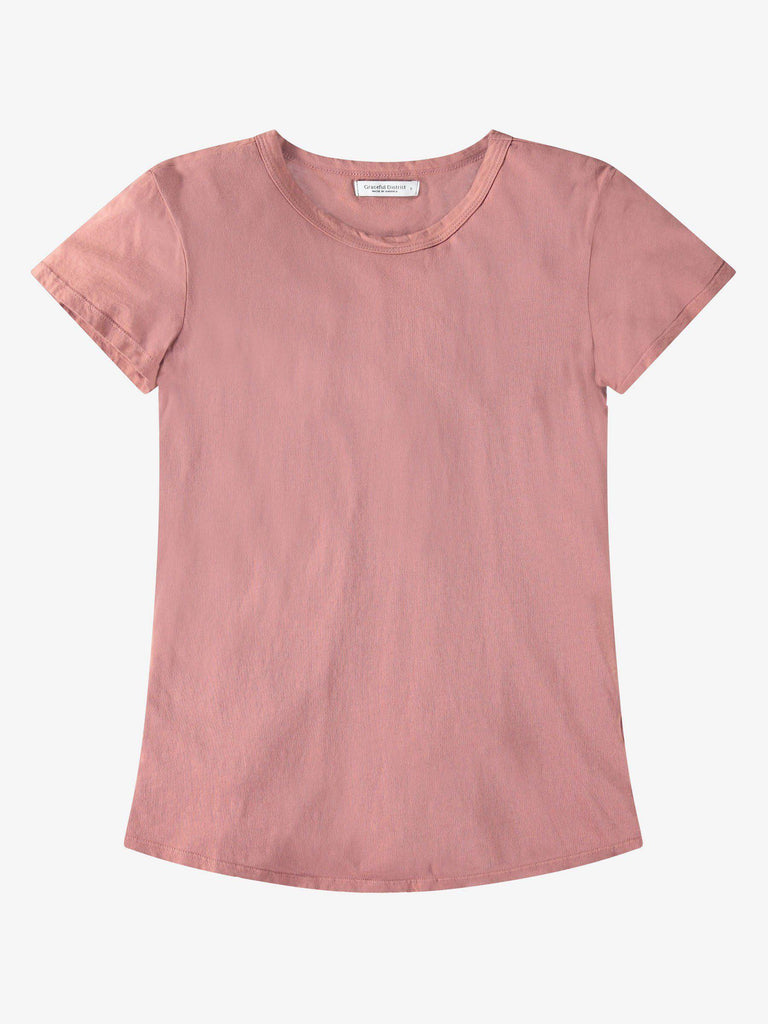 Crew Neck Curved Hem Tee (Clay) Top Graceful District 