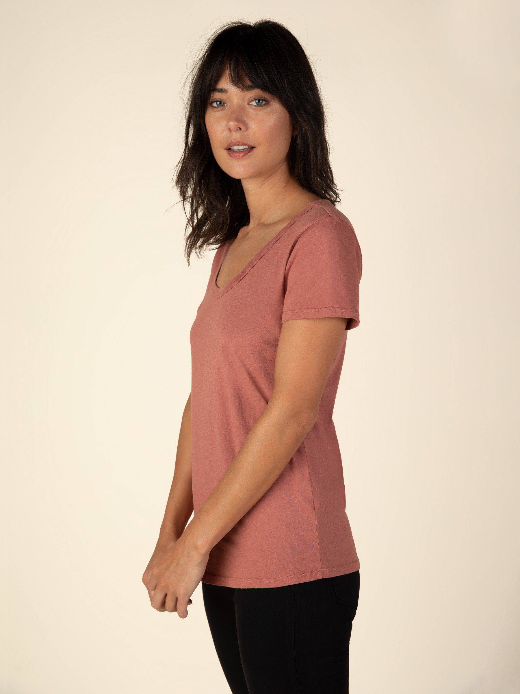 Clay Scoop Neck Curved Hem Tee Tees Graceful District 