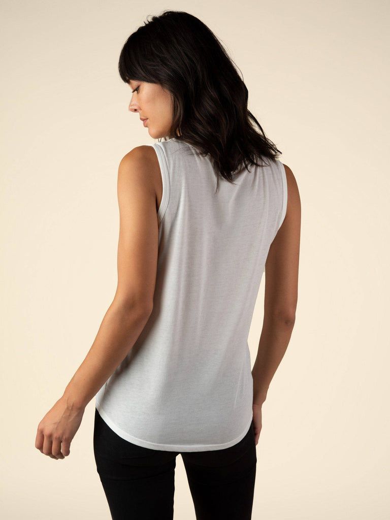 Creamy White Tank Top Curved Hem Tee Tank Tops Graceful District 