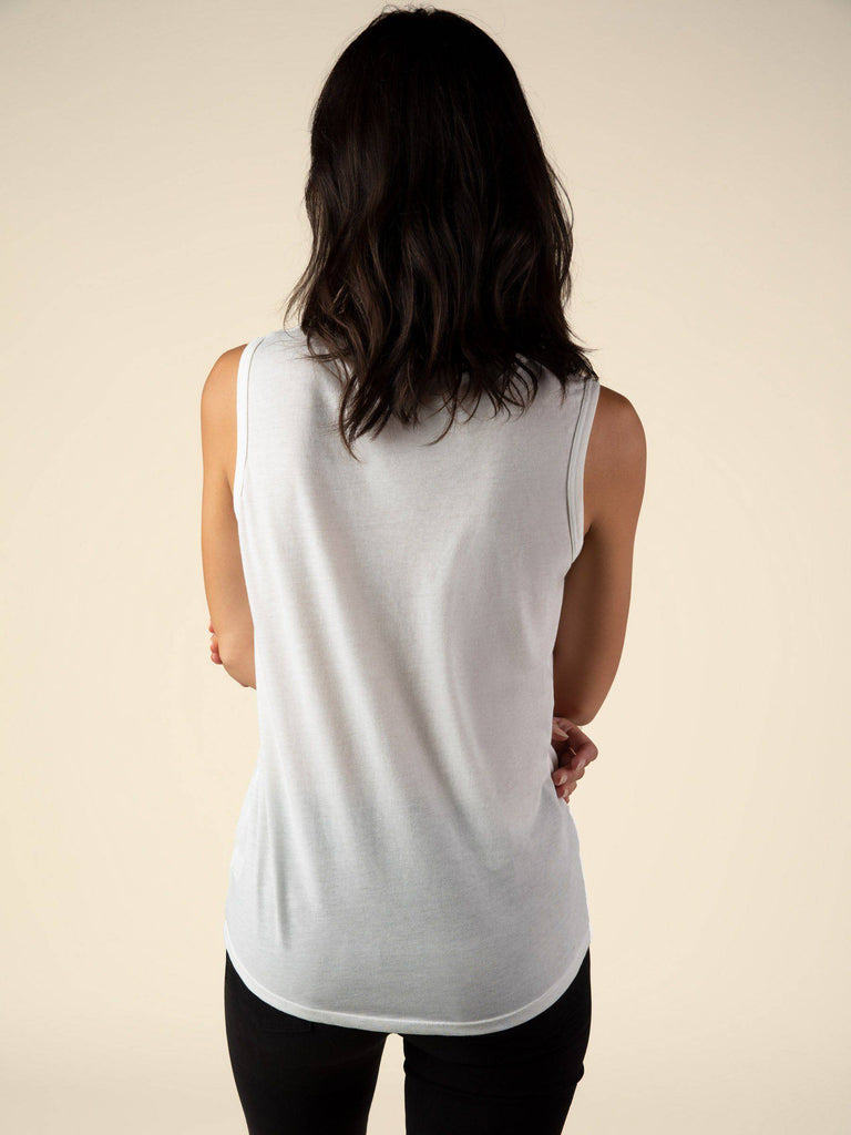 Creamy White Tank Top Curved Hem Tee Tank Tops Graceful District 